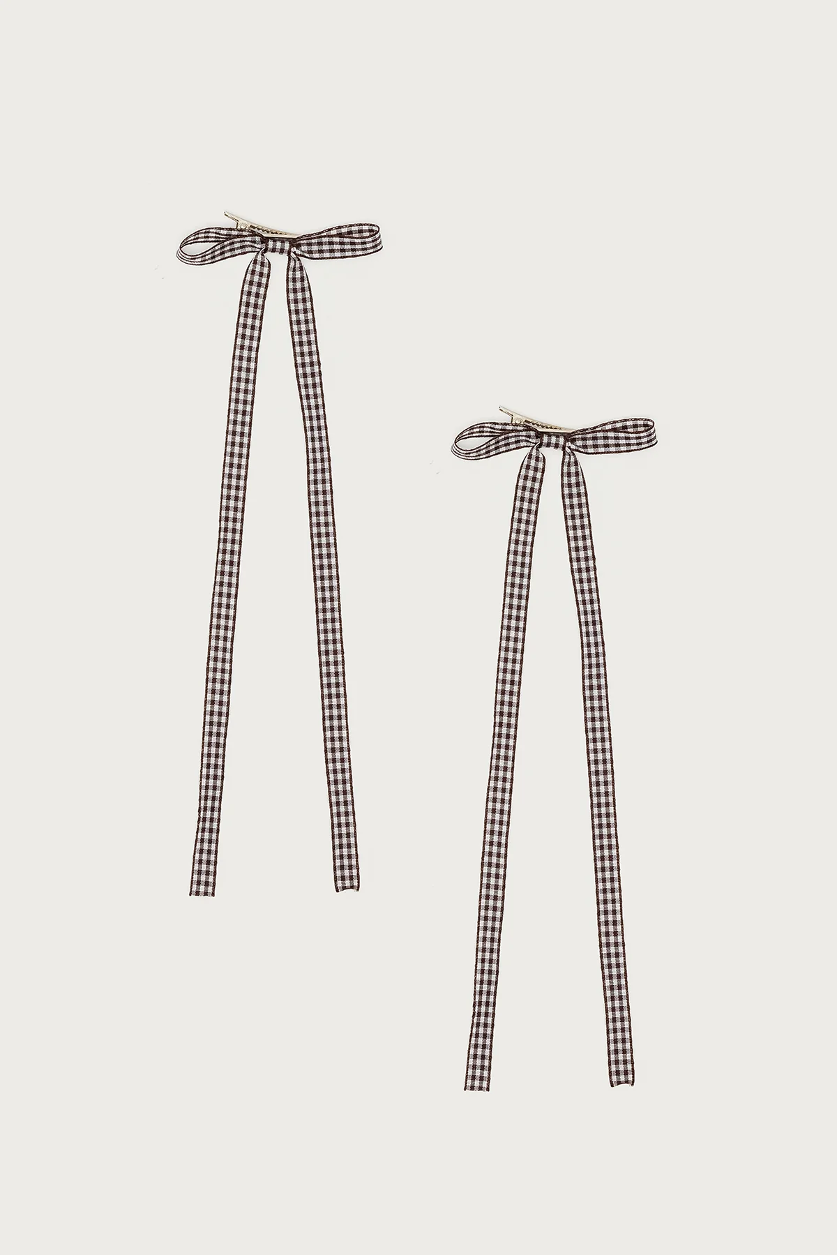 Gingham Bow Hair Clip Set - Image 2