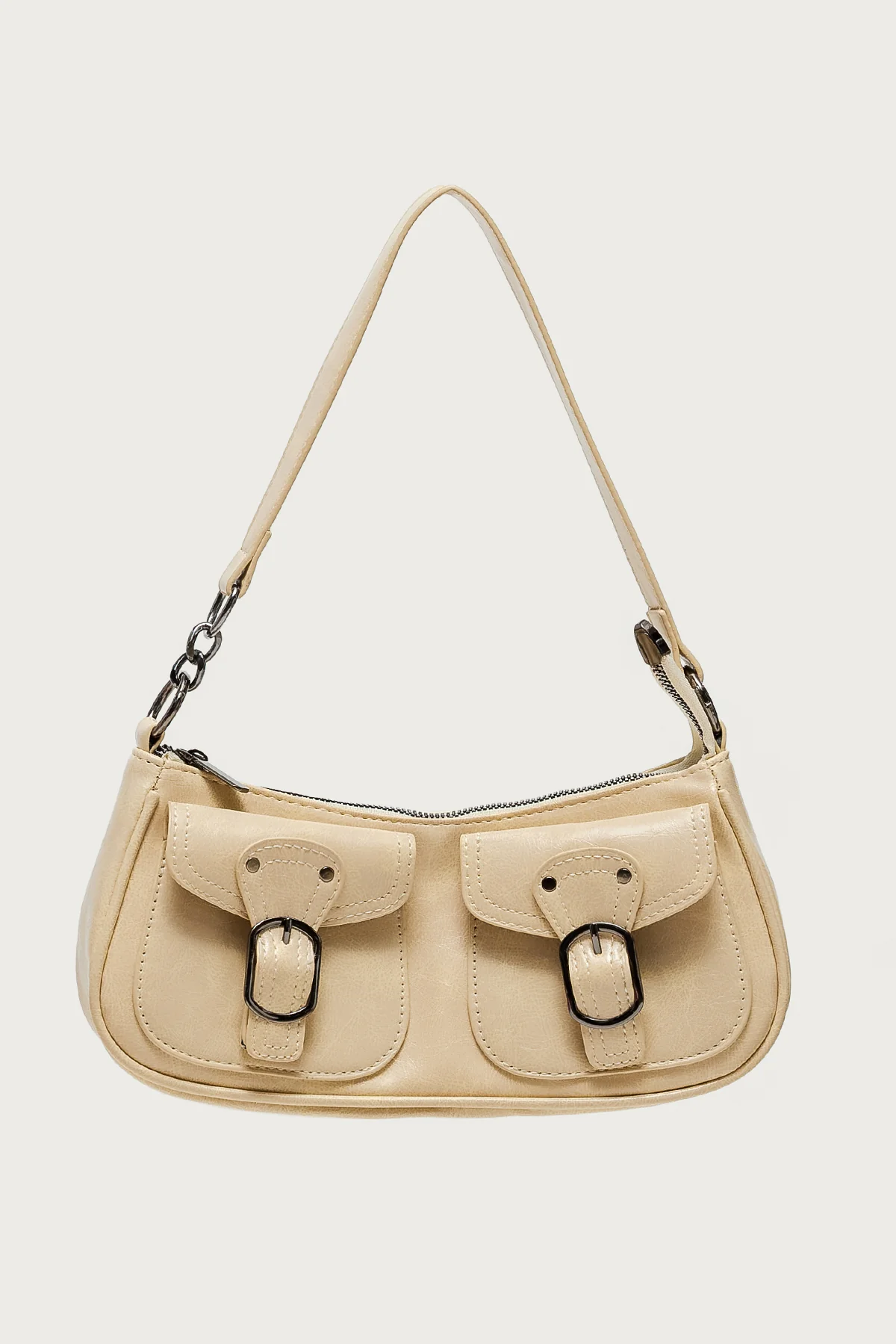 Distressed Faux Leather Buckle Bag - Image 2