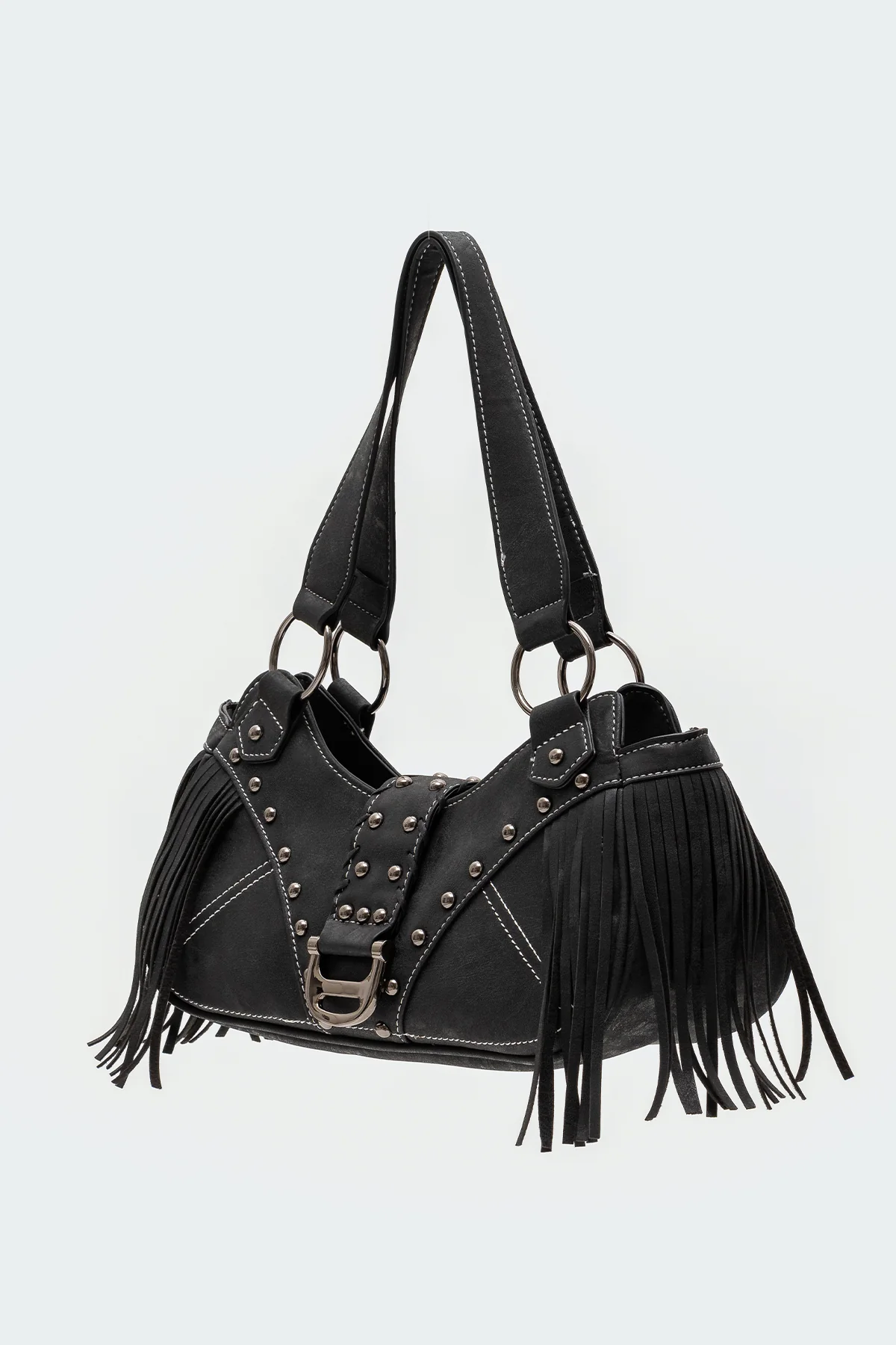 Shterna Fringed Faux Leather Sueded Bag - Image 3