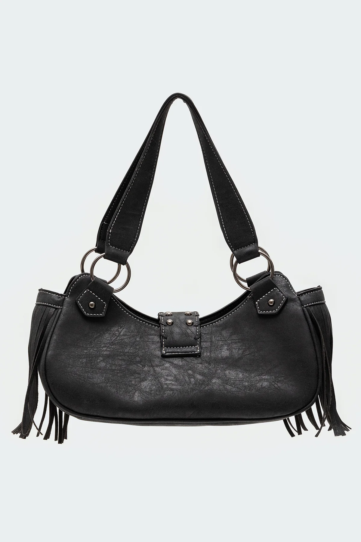Shterna Fringed Faux Leather Sueded Bag - Image 6