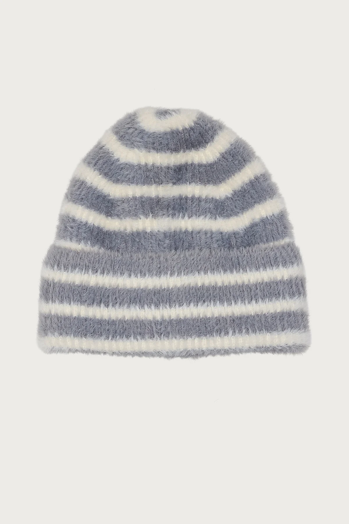 Striped Fuzzy Knit Beanie - Image 2