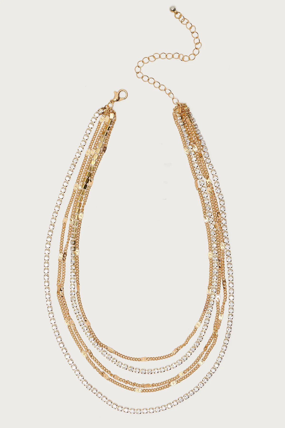 Layered Rhinestone Chain Necklace - Image 2