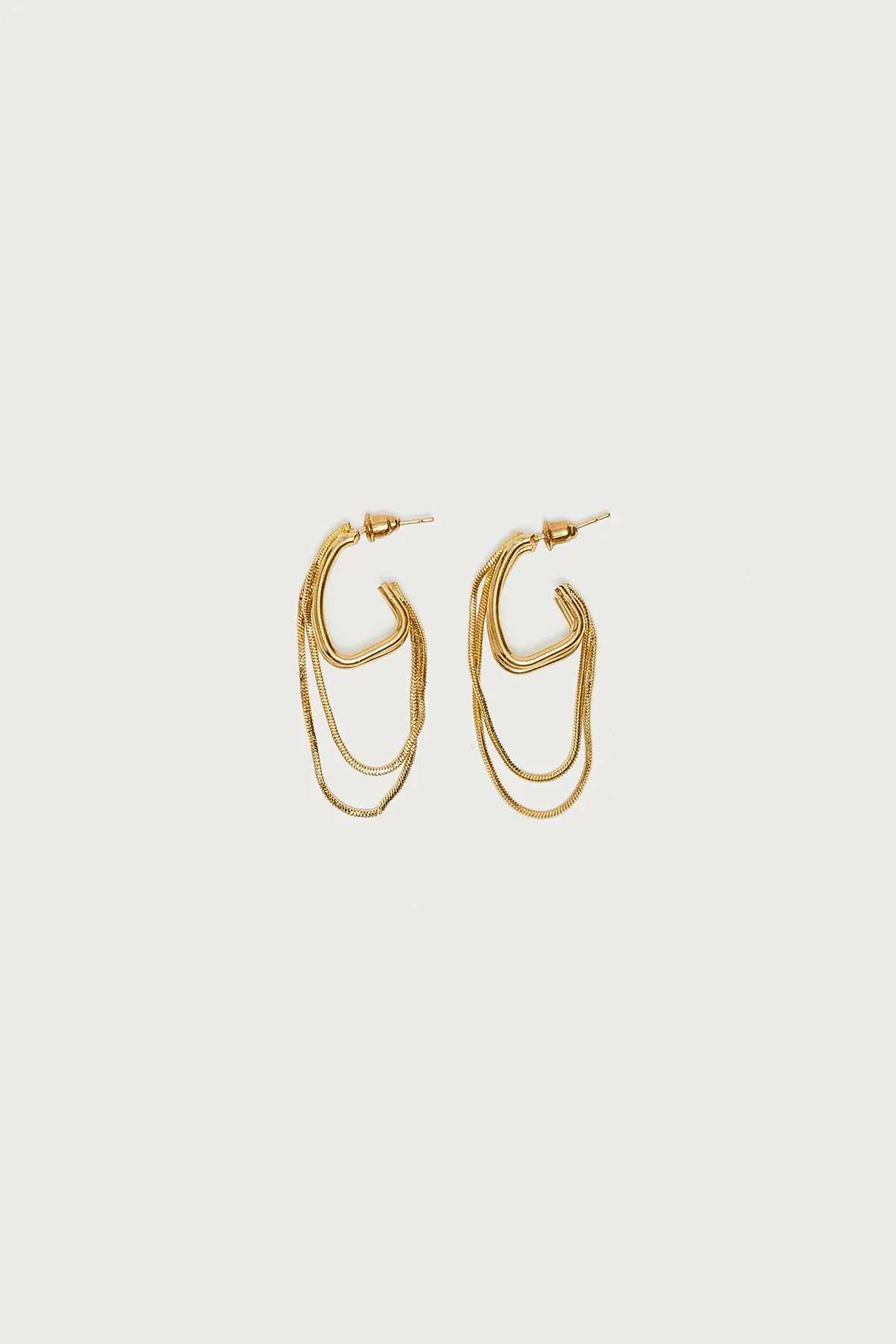 Dangling Chain Hoop Earrings - Image 2