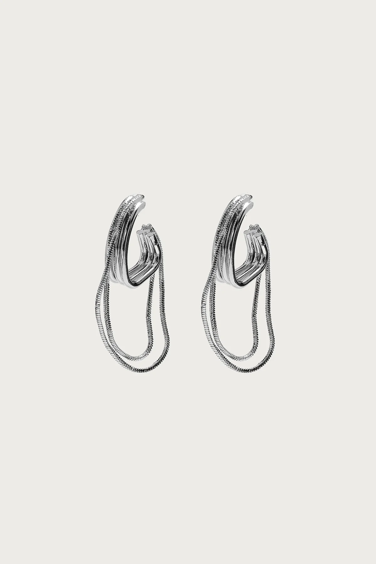 Dangling Chain Hoop Earrings - Image 2