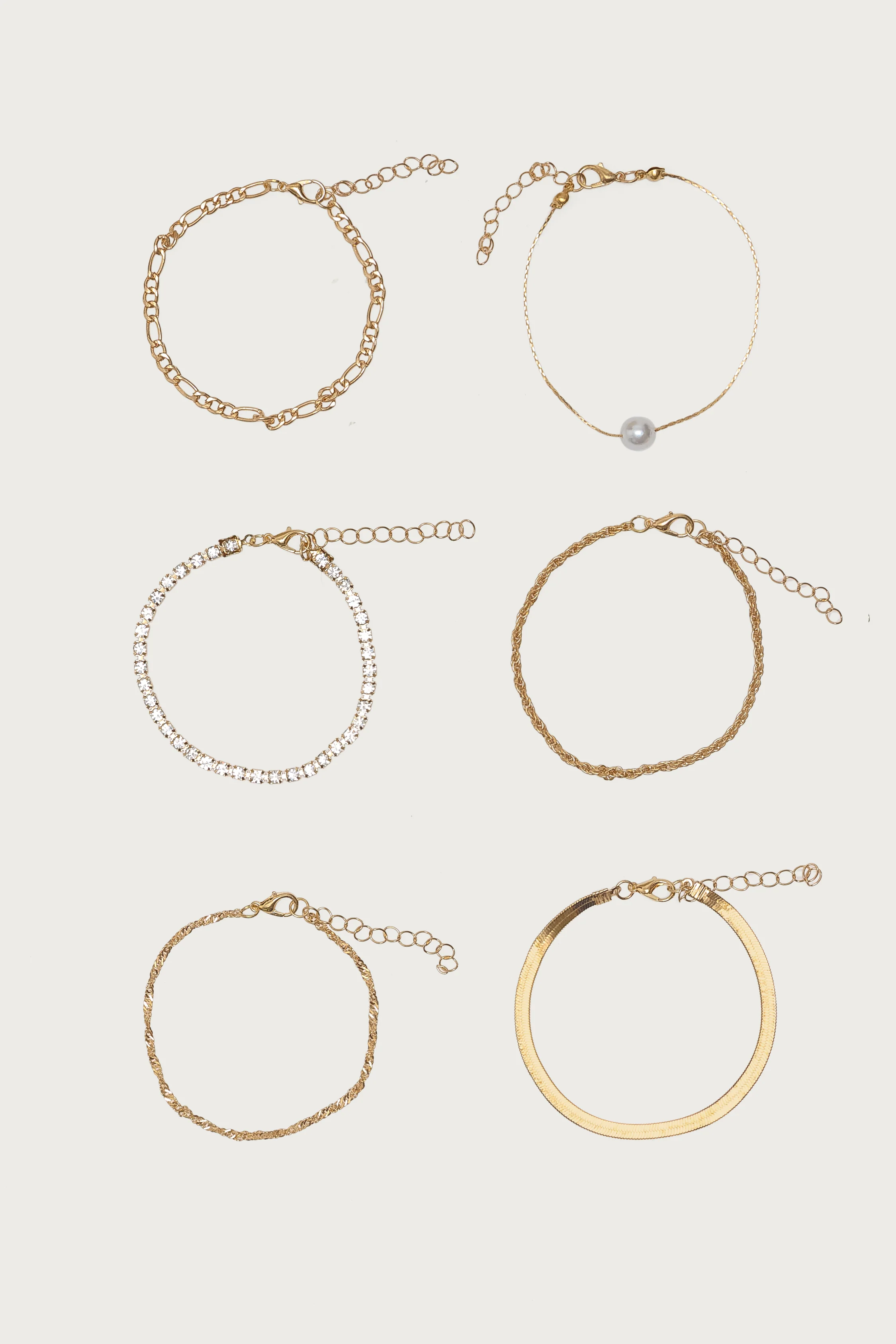 Faux Diamond & Pearl Chain Bracelet Pack - Image 2