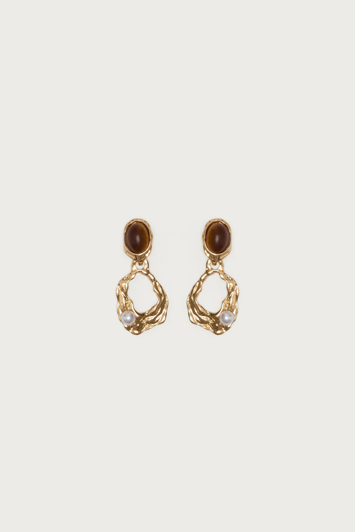 Faux Tiger Eye Abstract Earrings - Image 2