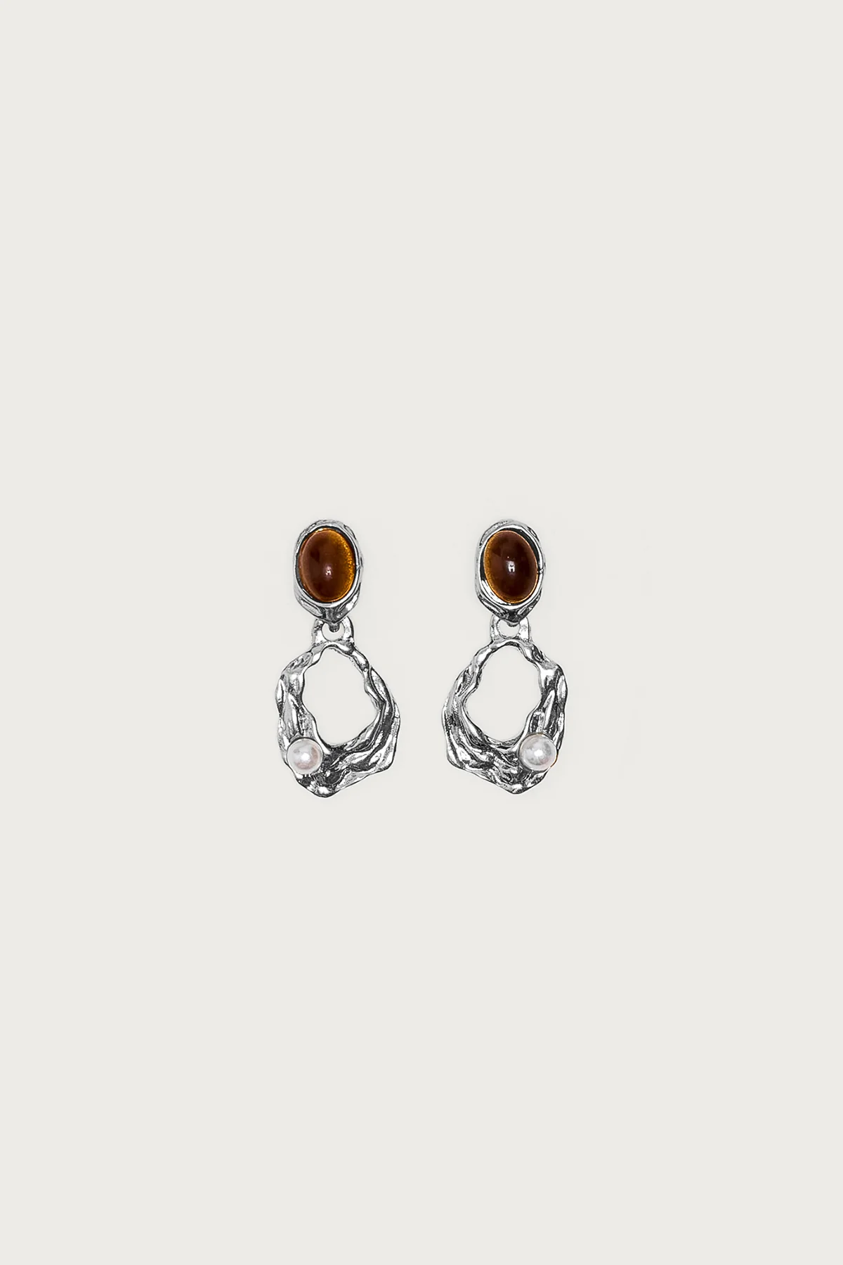 Faux Tiger Eye Abstract Earrings - Image 2