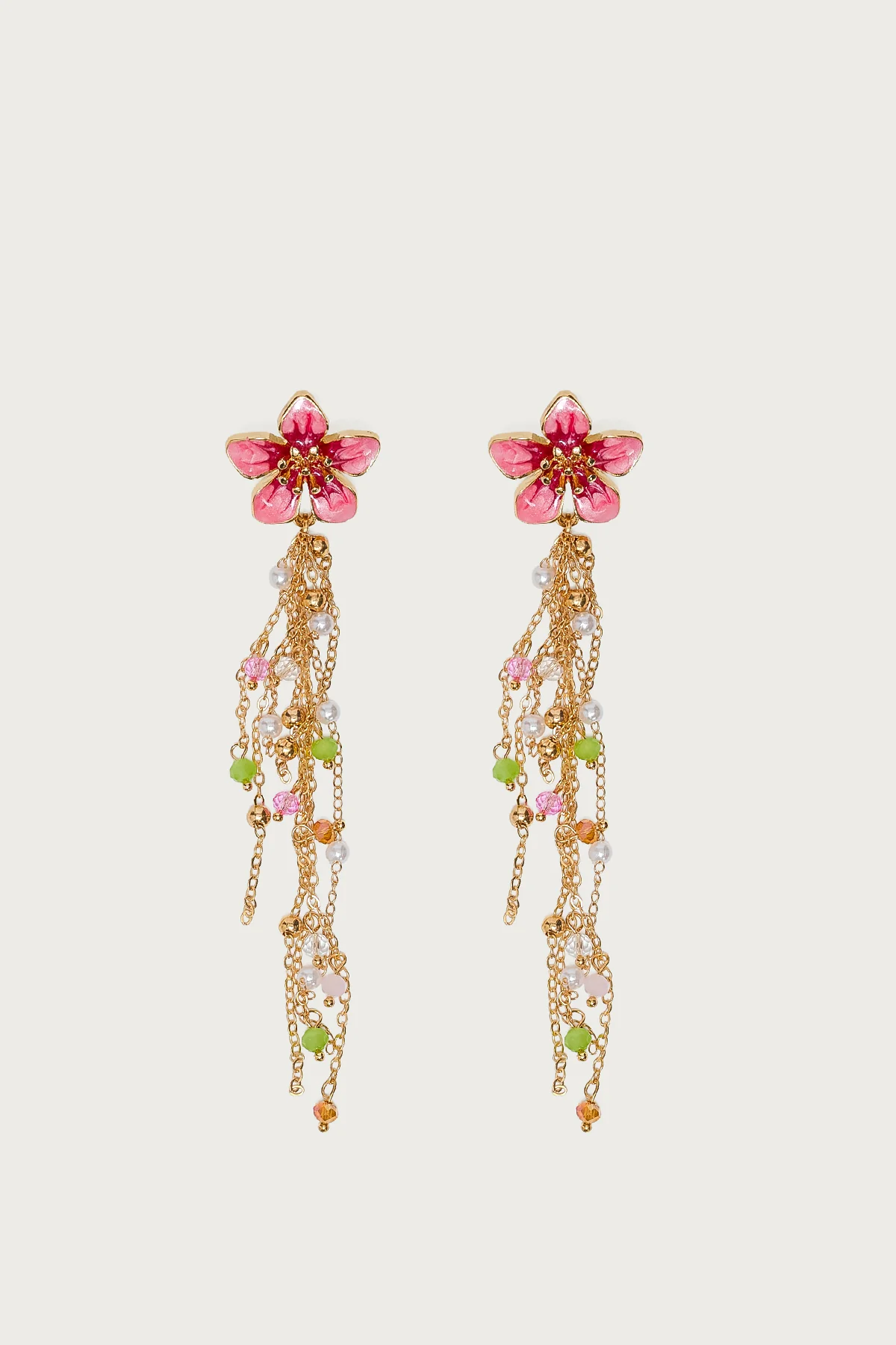 Flower Beaded Dangle Earrings - Image 2