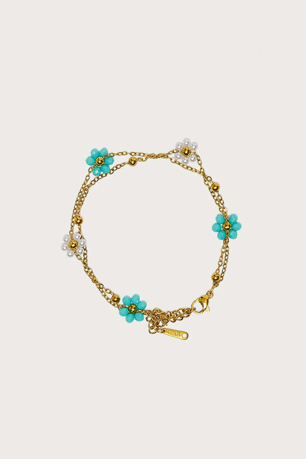 Flower Bead Double Chain Bracelet - Image 2