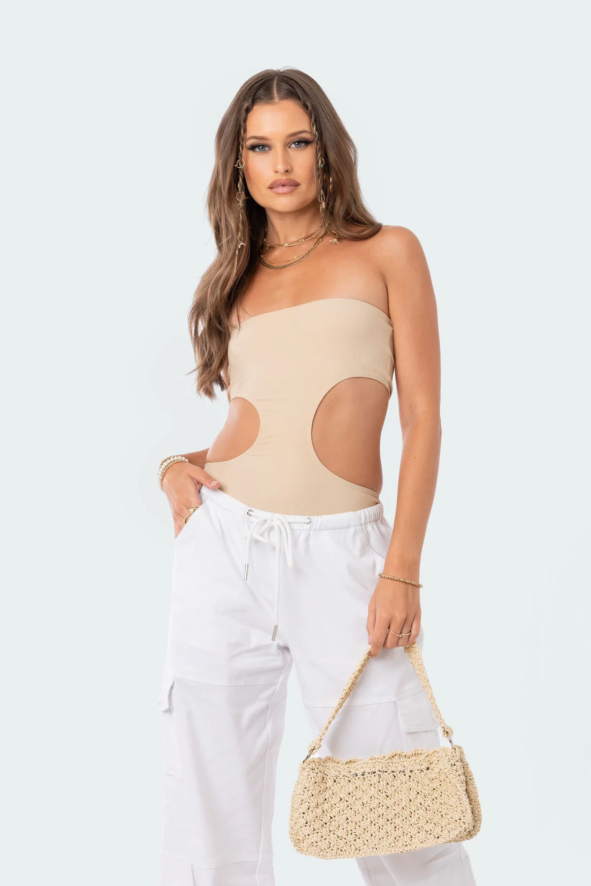 Vivie Ribbed Cut-Out Bodysuit - Image 3