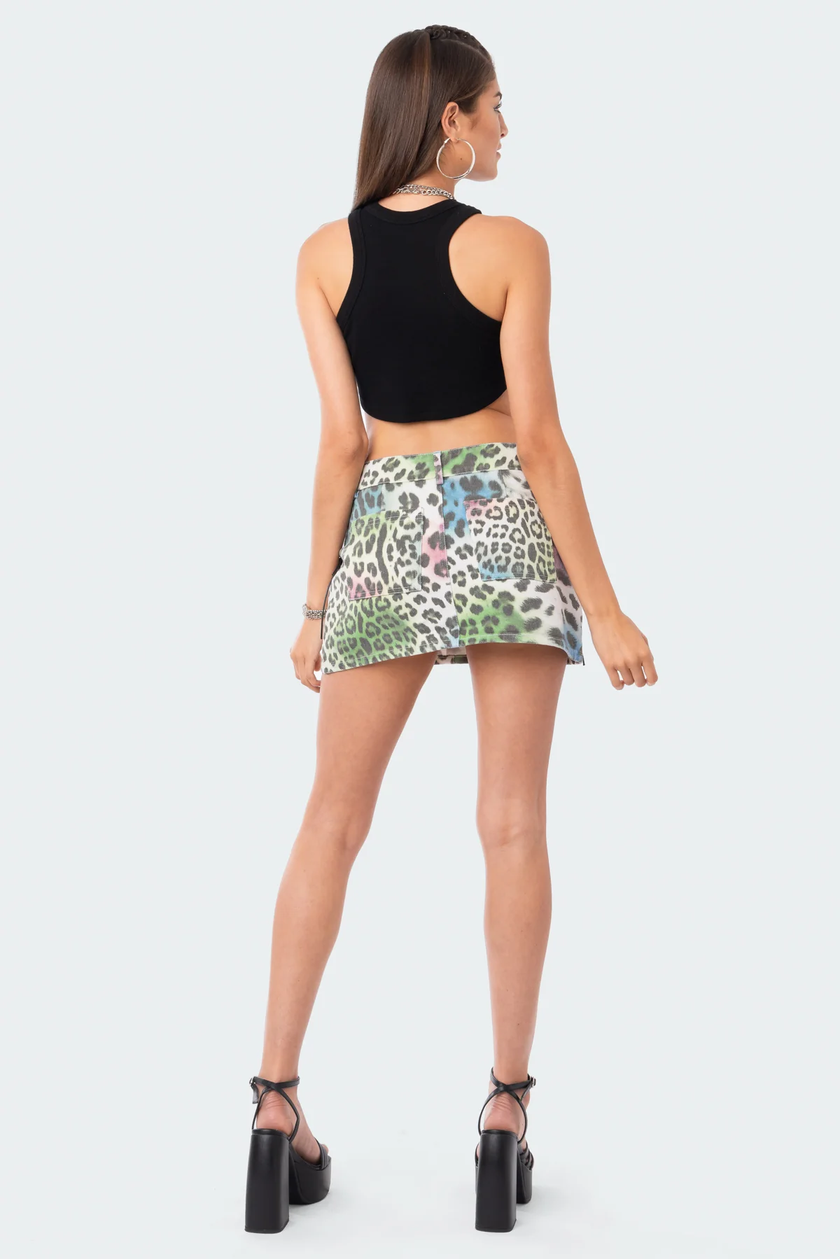 Rainbow Leopard Denim Skirt - Image 5