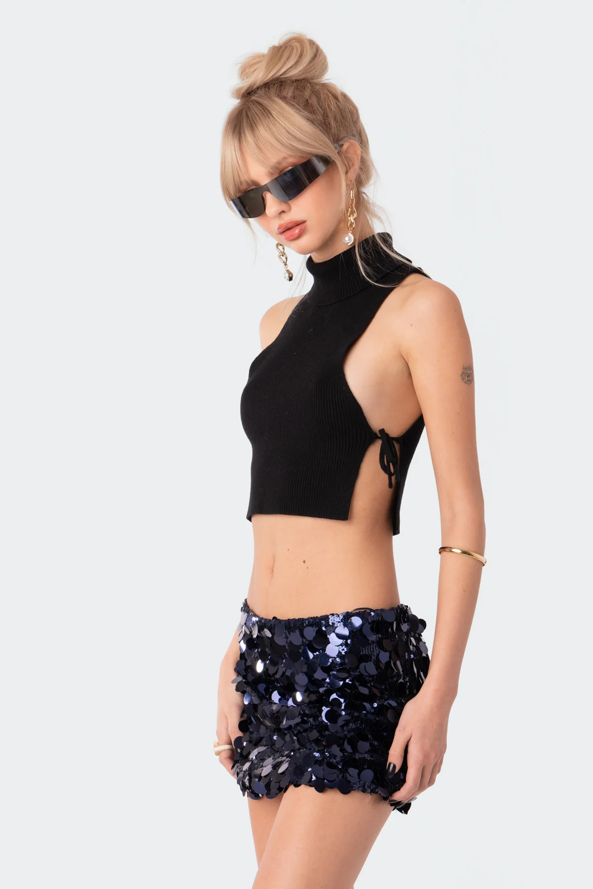 Knitted Side Lace-Up Top - Image 3