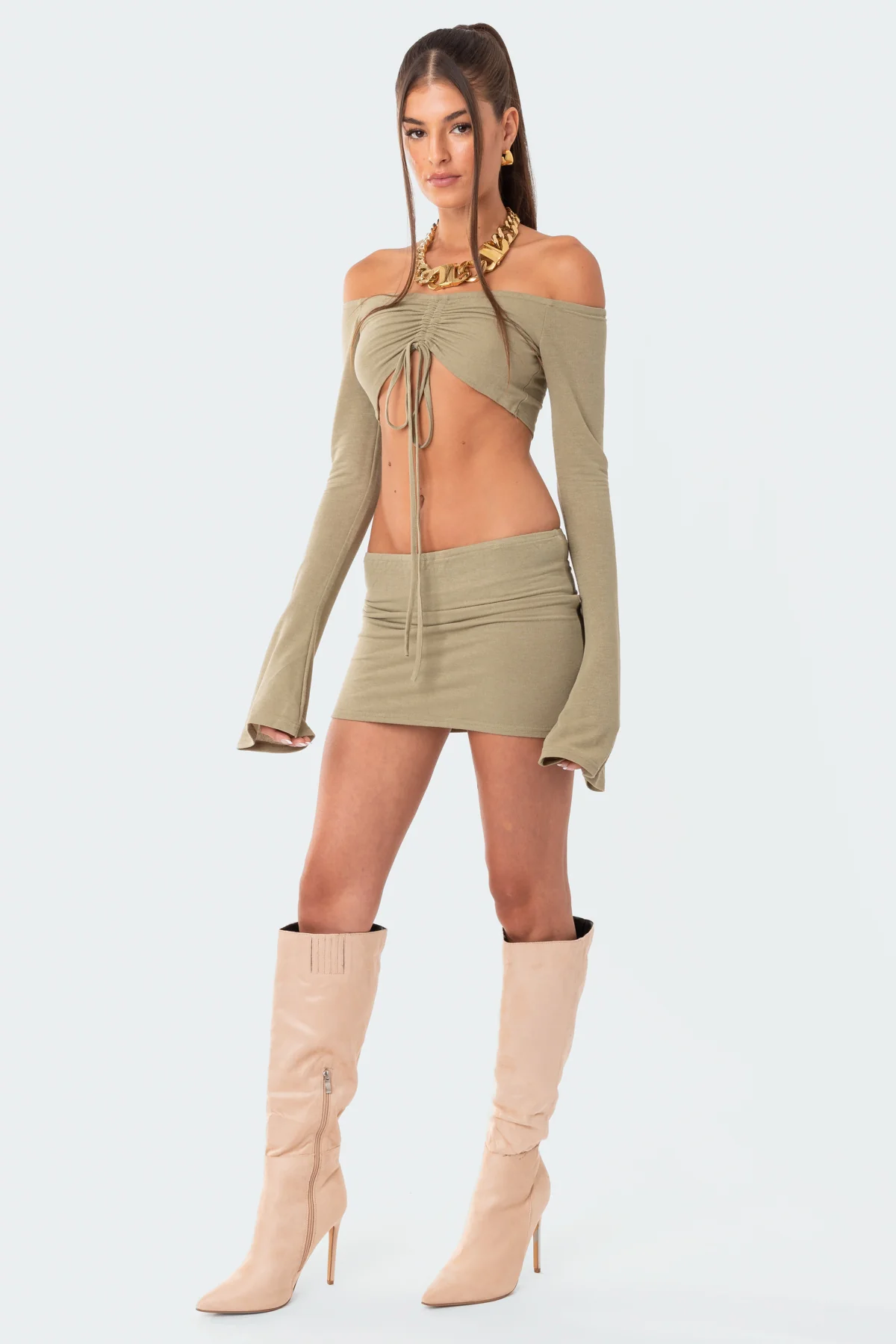 Kirby Gathered Off The Shoulder Crop Top - Image 3