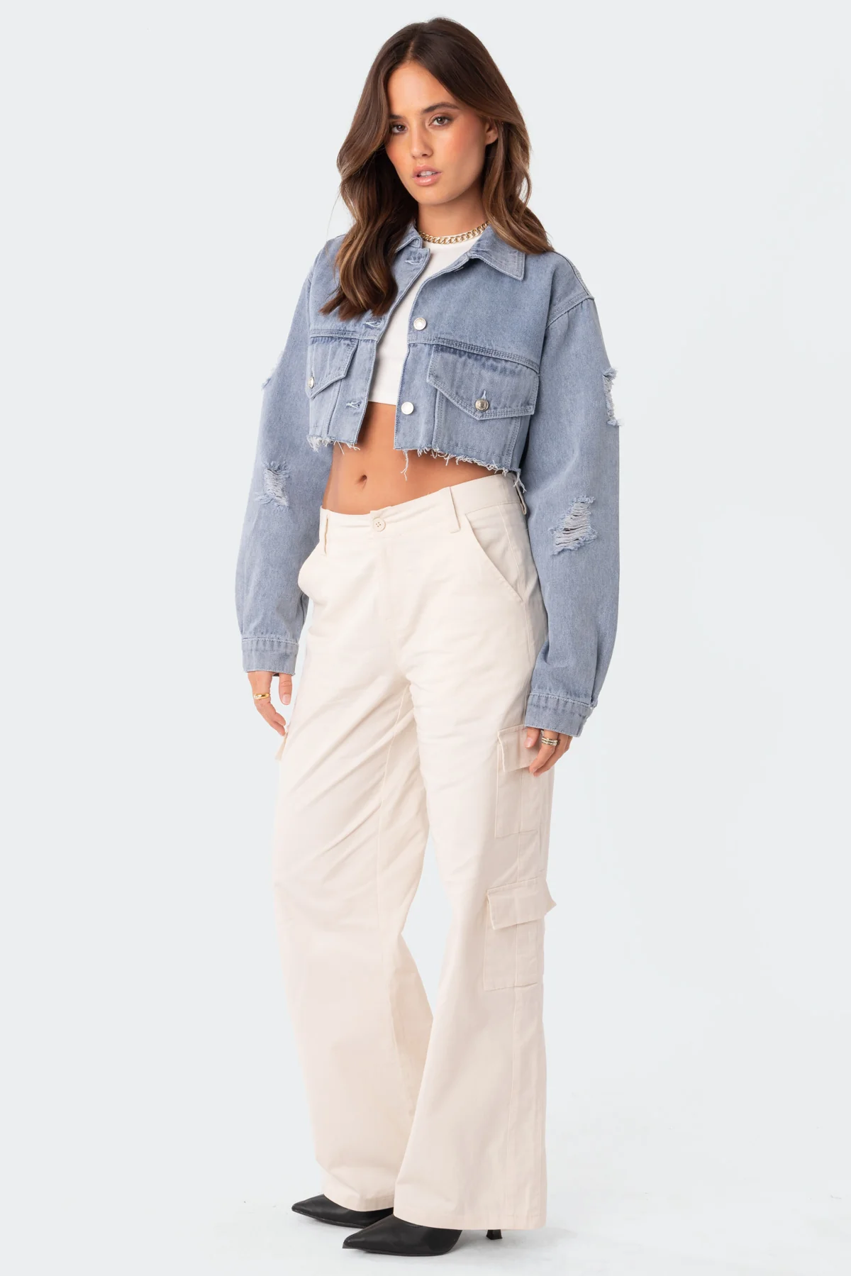 Addison Cropped Denim Jacket - Image 3