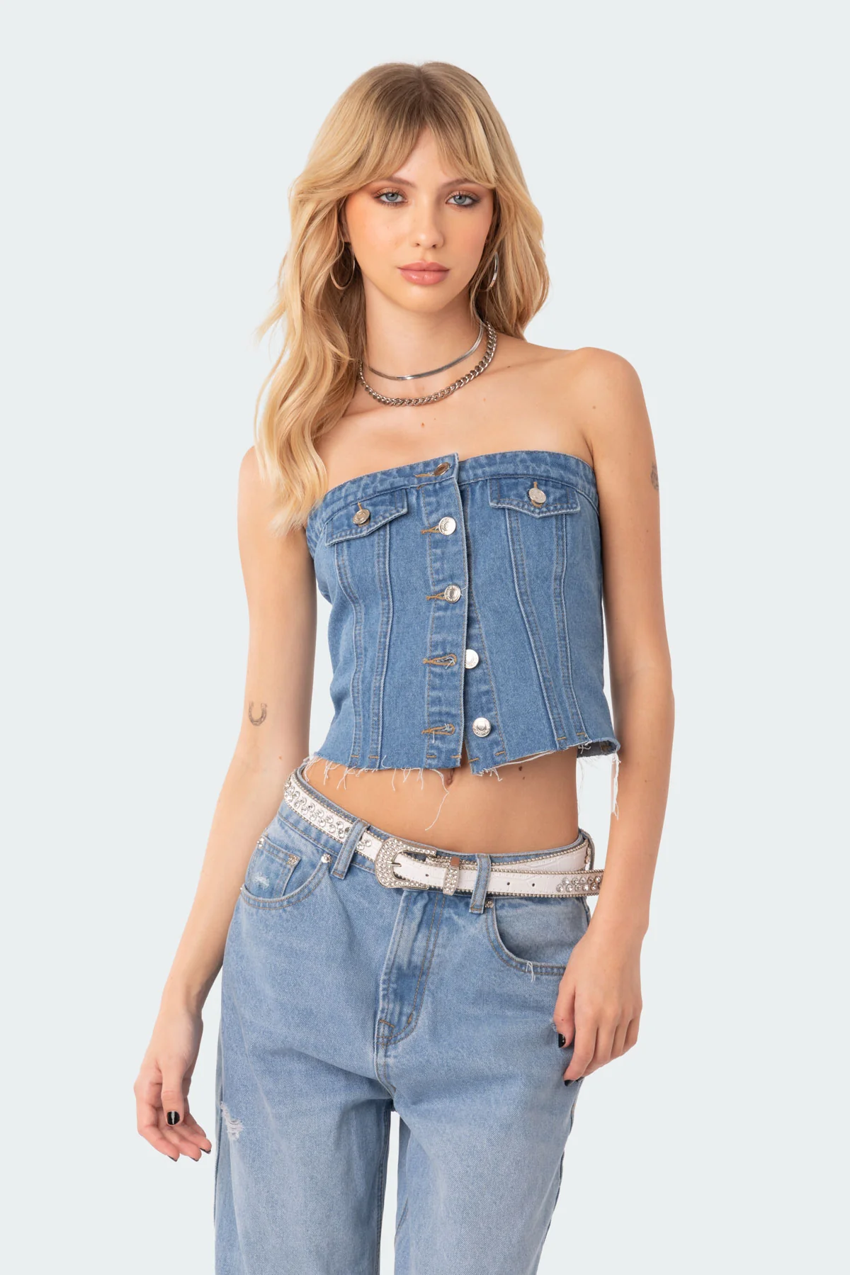 River Denim Strapless Top - Image 2