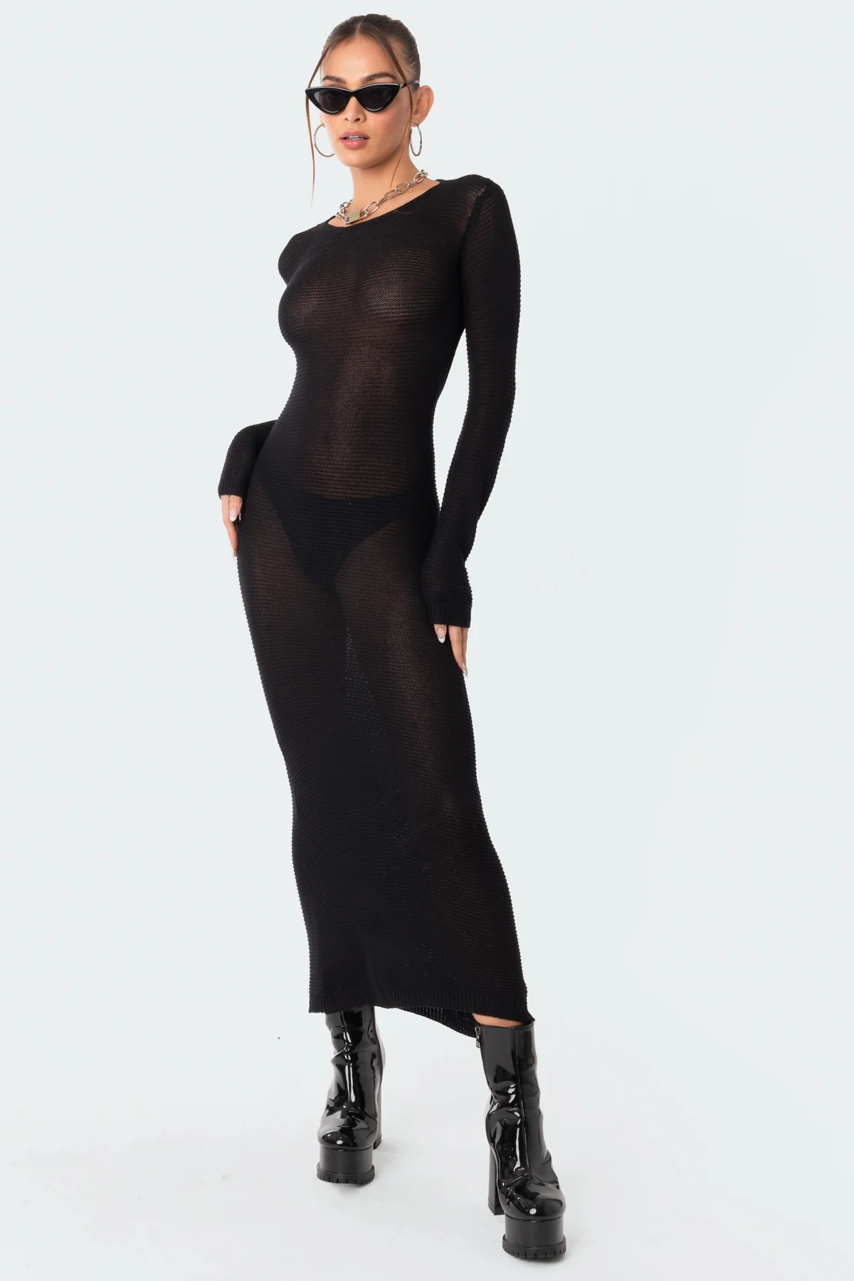 London Knitted Open Back Maxi Dress - Image 5