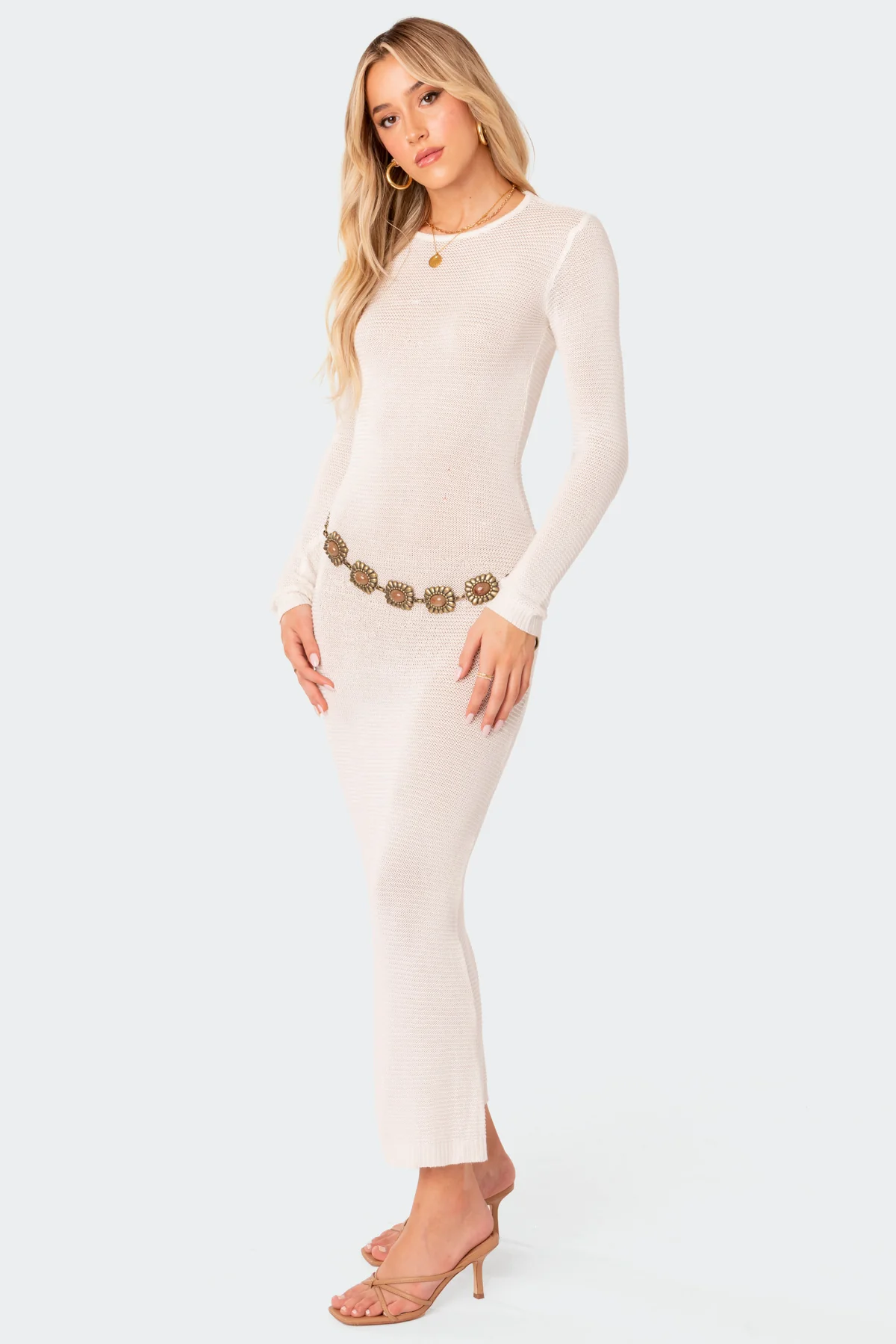 London Knitted Open Back Maxi Dress - Image 3