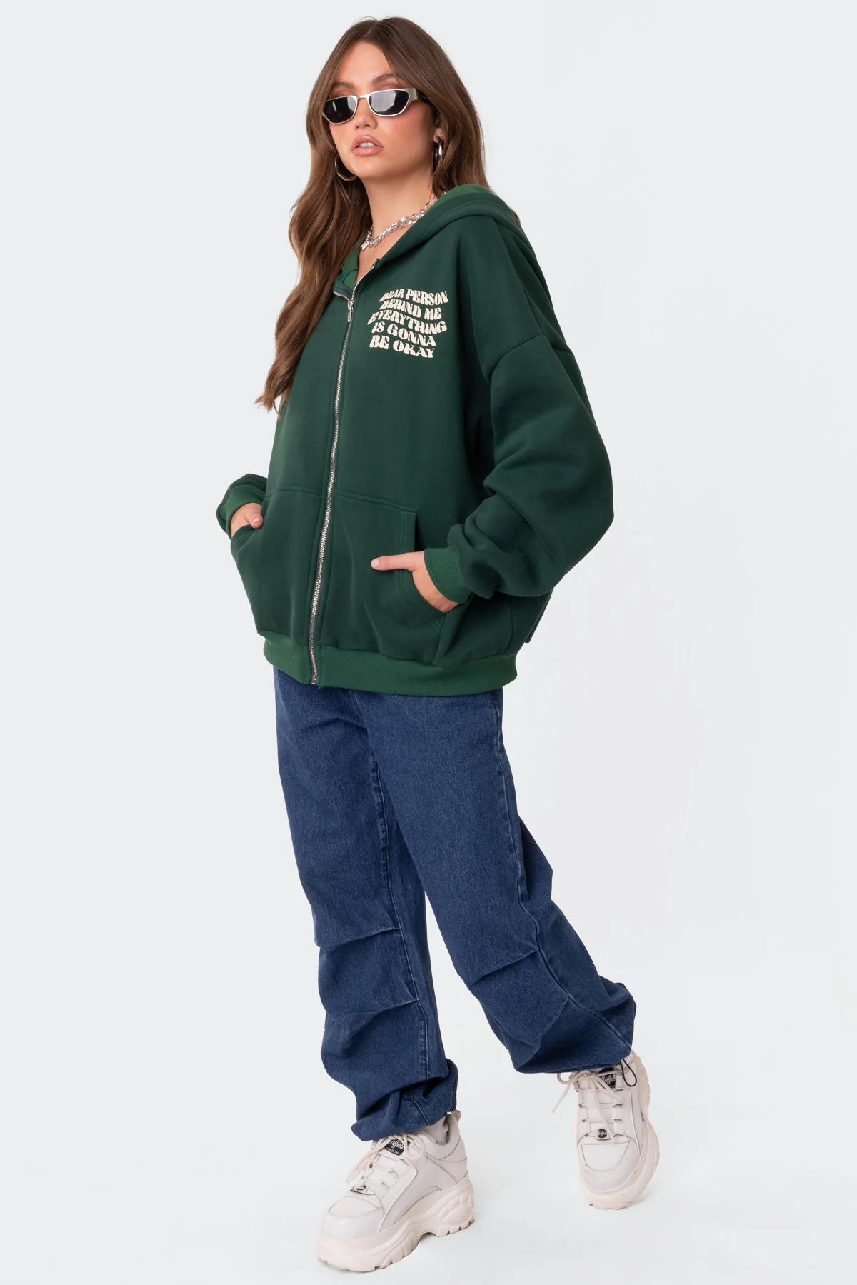 Everything'S Ok Zip Up Oversized Hoodie - Image 3