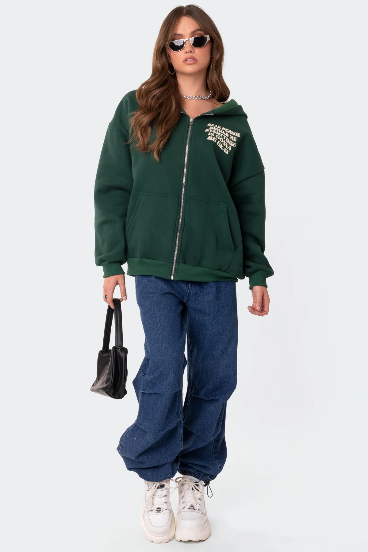 Everything'S Ok Zip Up Oversized Hoodie - Image 4