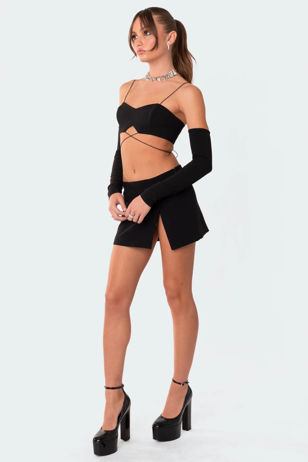 Beatrix separate sleeves crossed crop top - Image 4