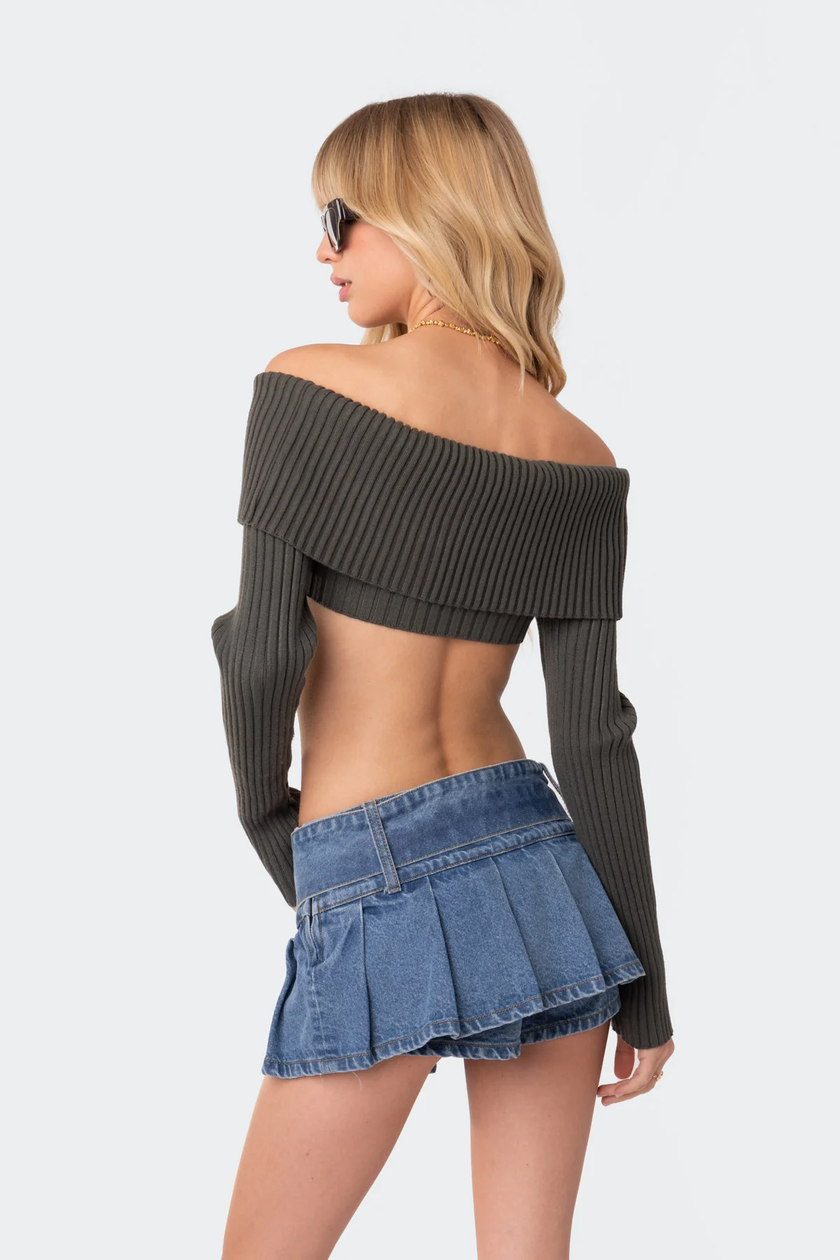Astrea Fold Over Cropped Sweater - Image 5