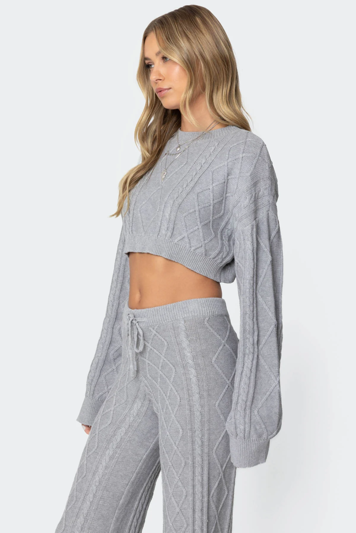 Kasey Cable Knit Cropped Sweater - Image 4