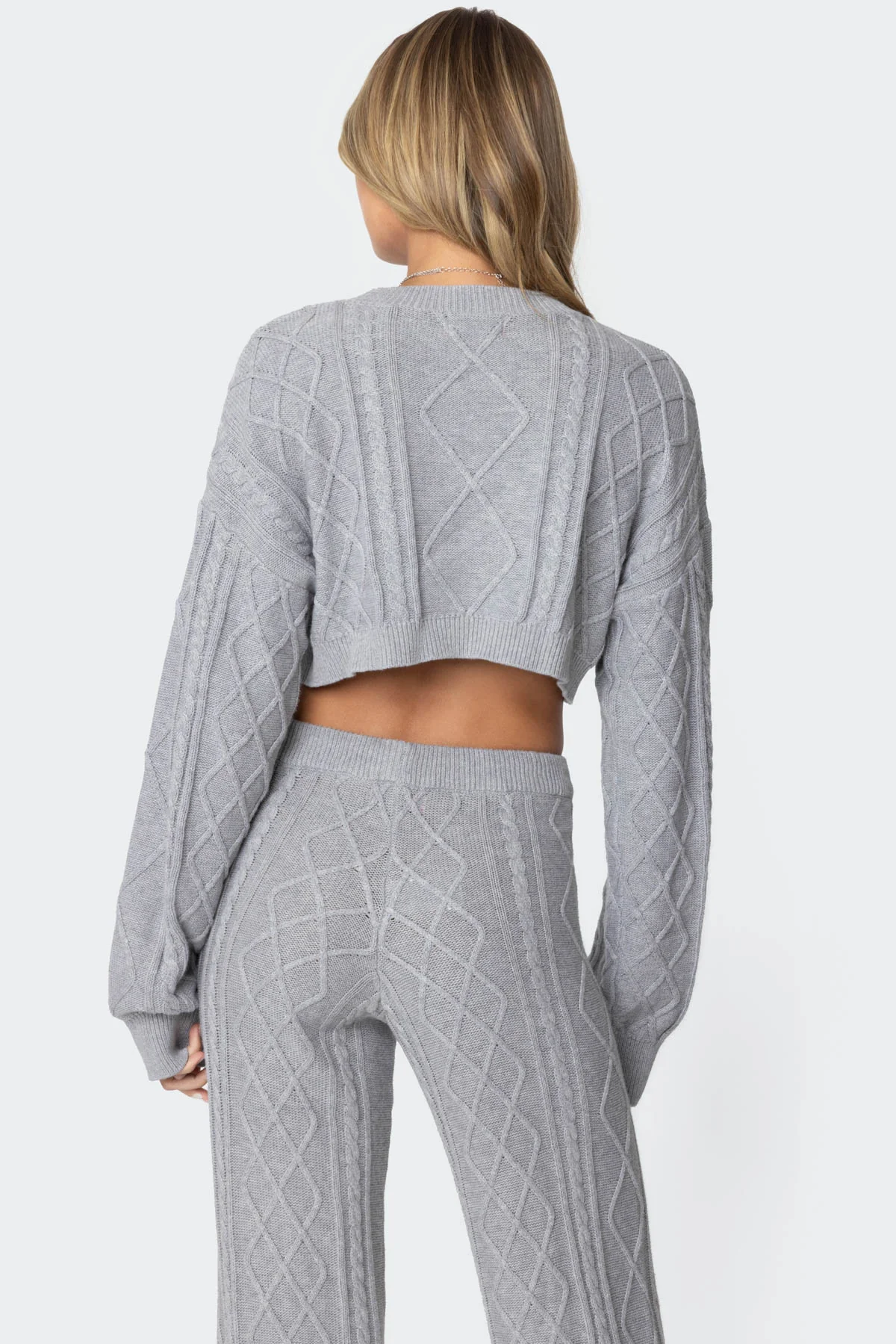 Kasey Cable Knit Cropped Sweater - Image 5