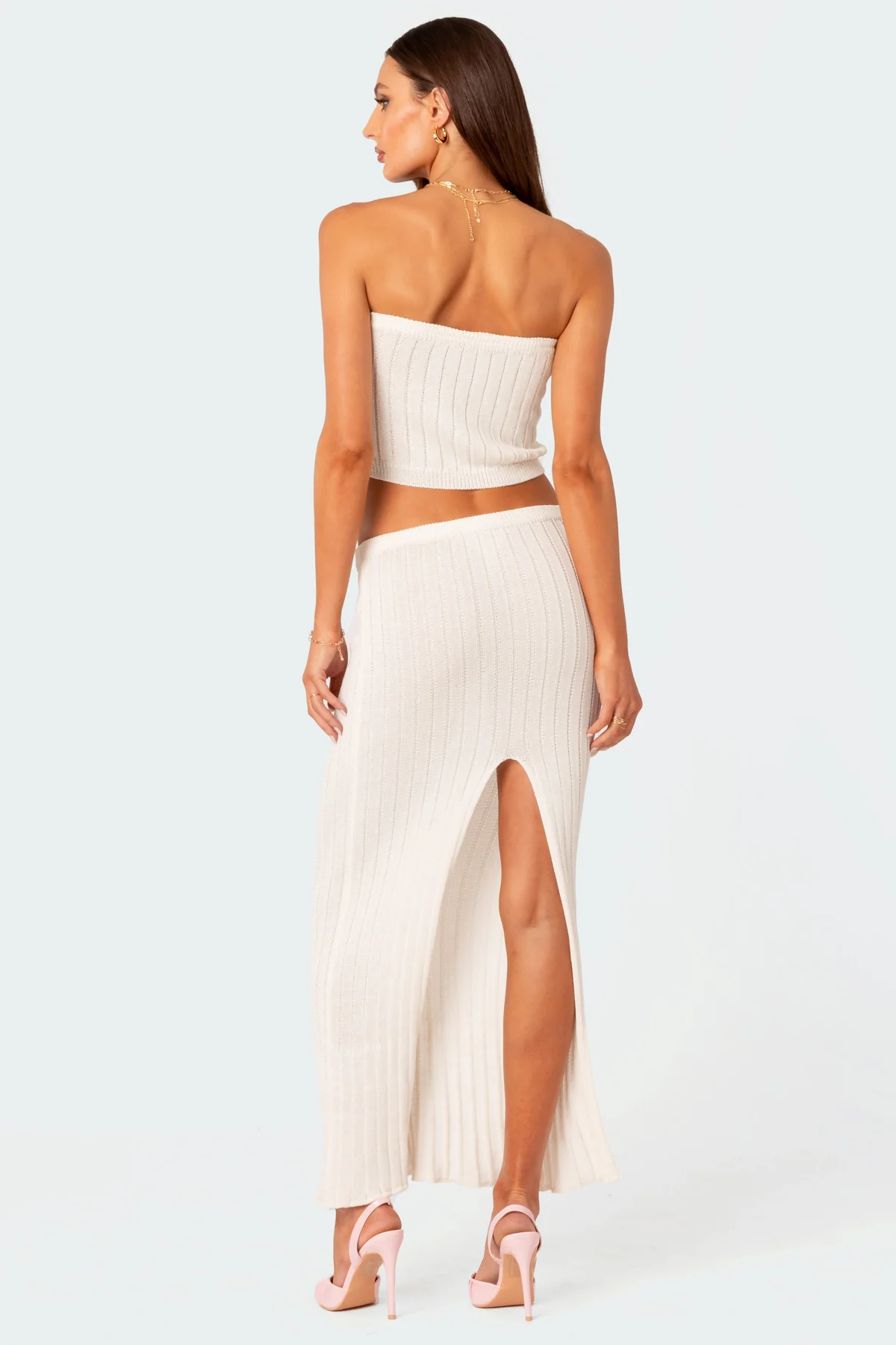 Rosebud Knit Low Rise Back Slitted Maxi Skirt - Image 5