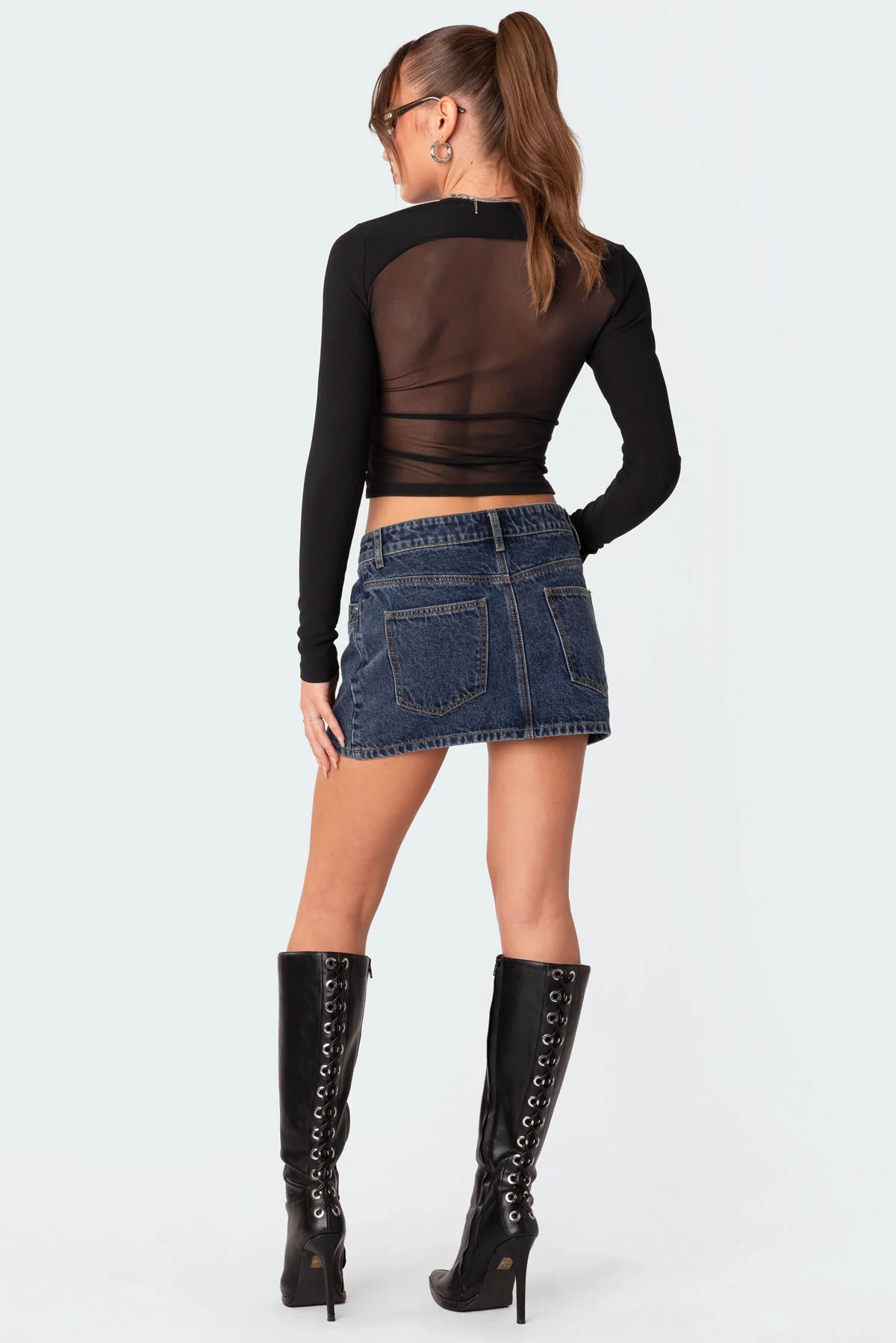 Azal Half Ribbed Mesh Top - Image 4