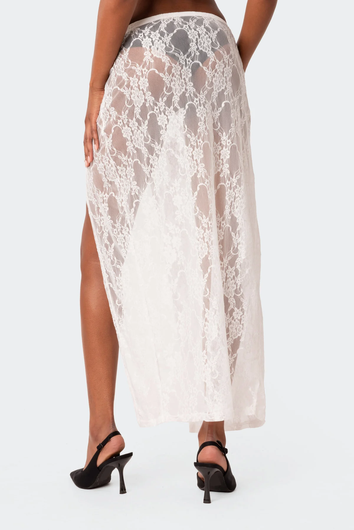 Aura Low Rise Sheer Lace Maxi Skirt - Image 5