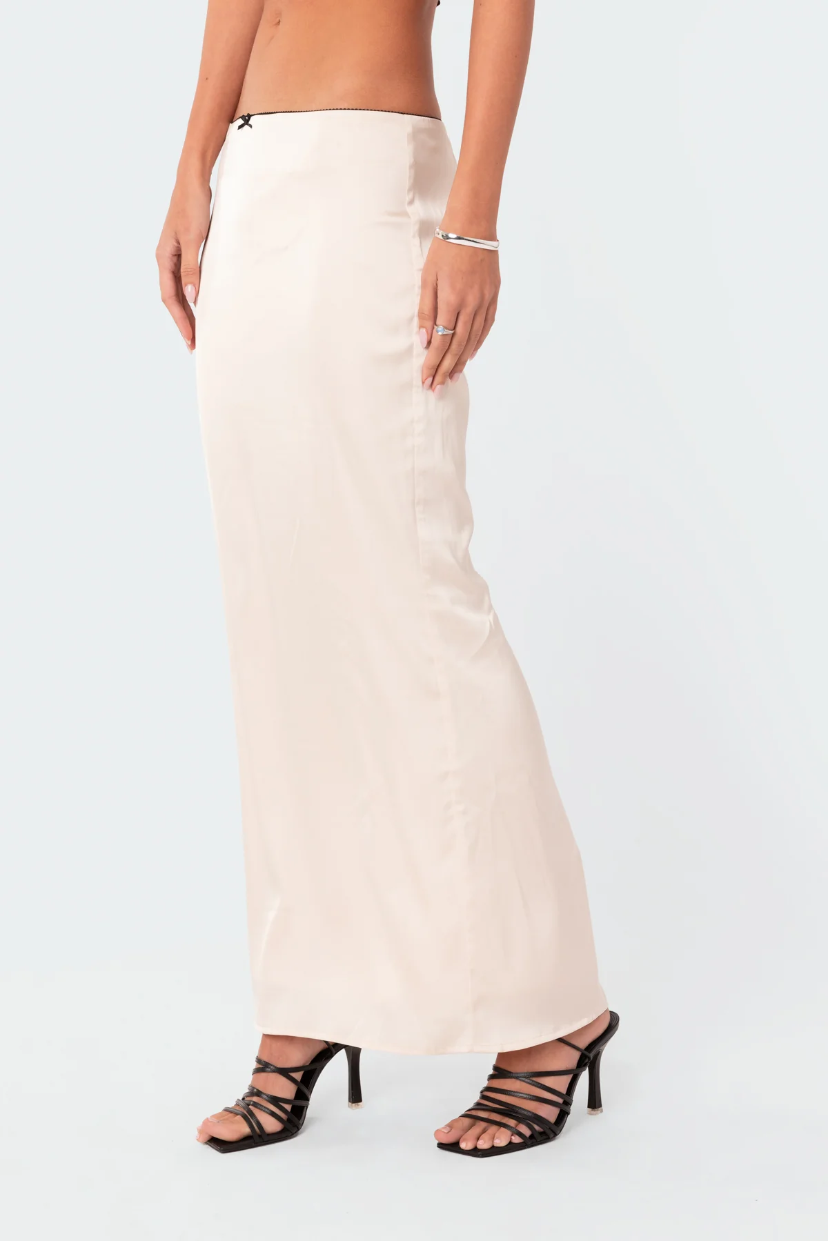 Satin Effect Back Slitted Low Rise Maxi Skirt - Image 5