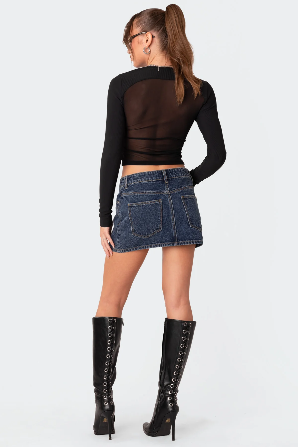 Stars Align Low Rise Denim Mini Skirt - Image 4