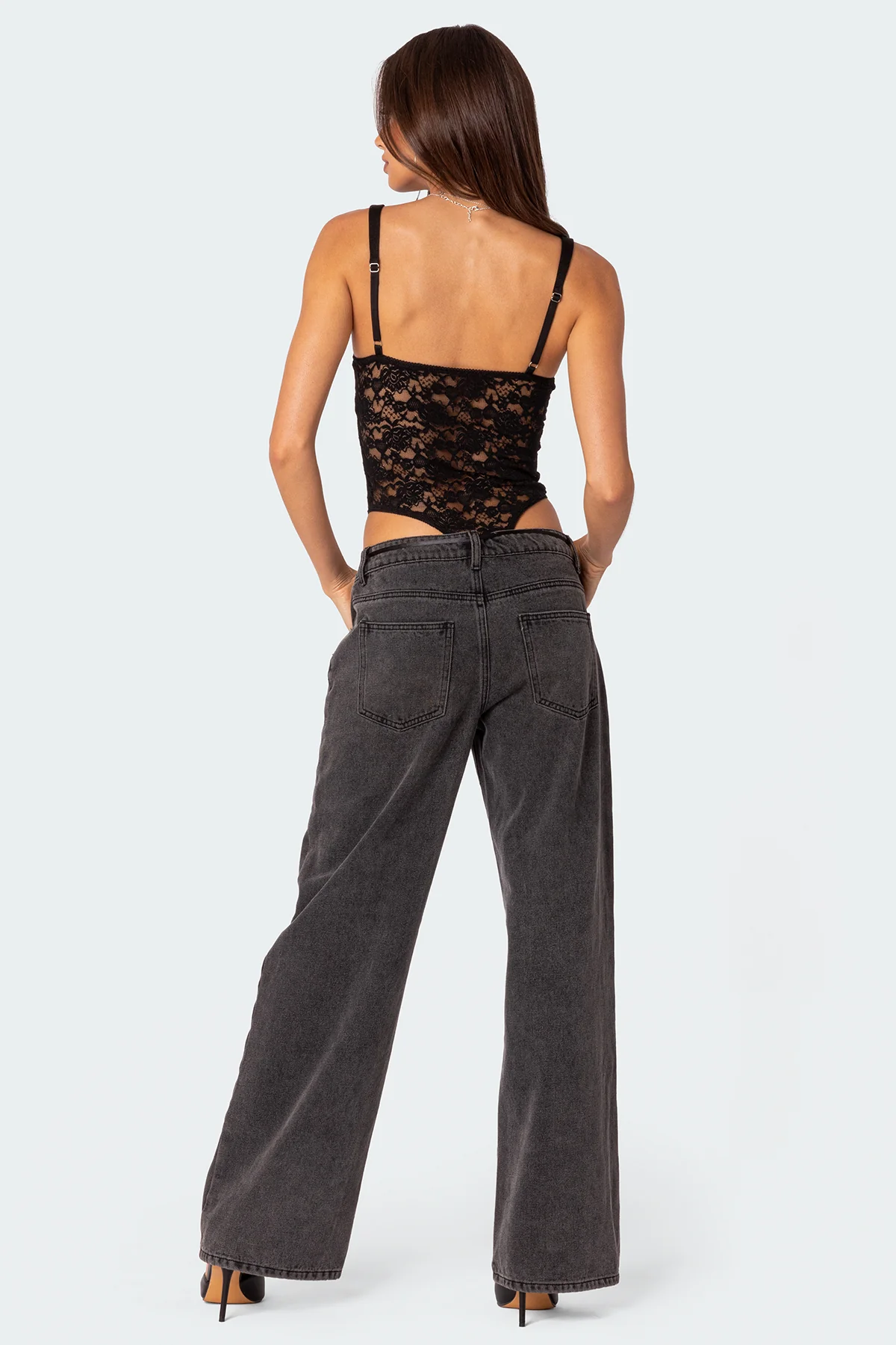 Lace & Satin Effect Cupped Bodysuit - Image 4