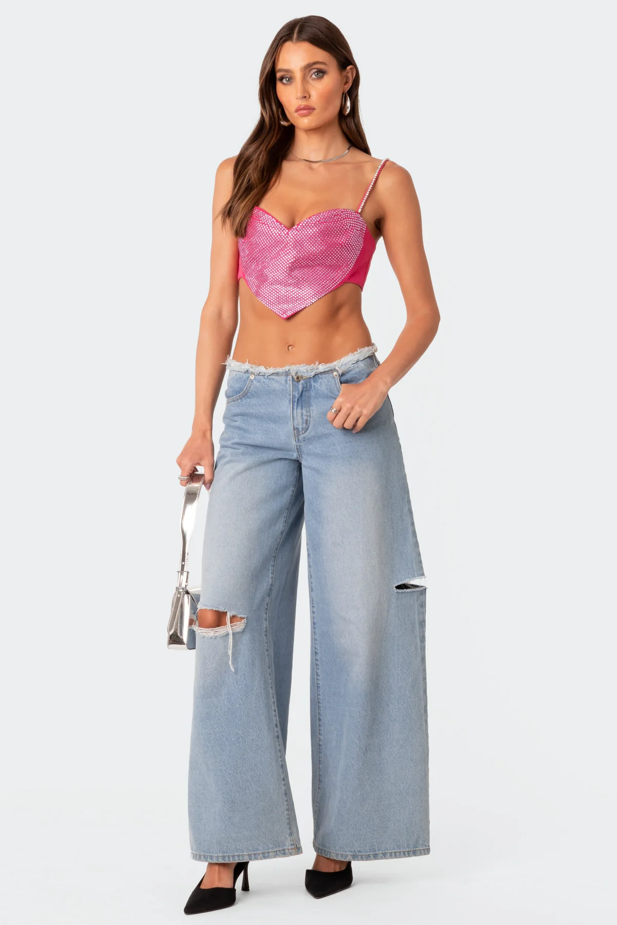 In Your Heart Rhinestone Crop Top - Image 2