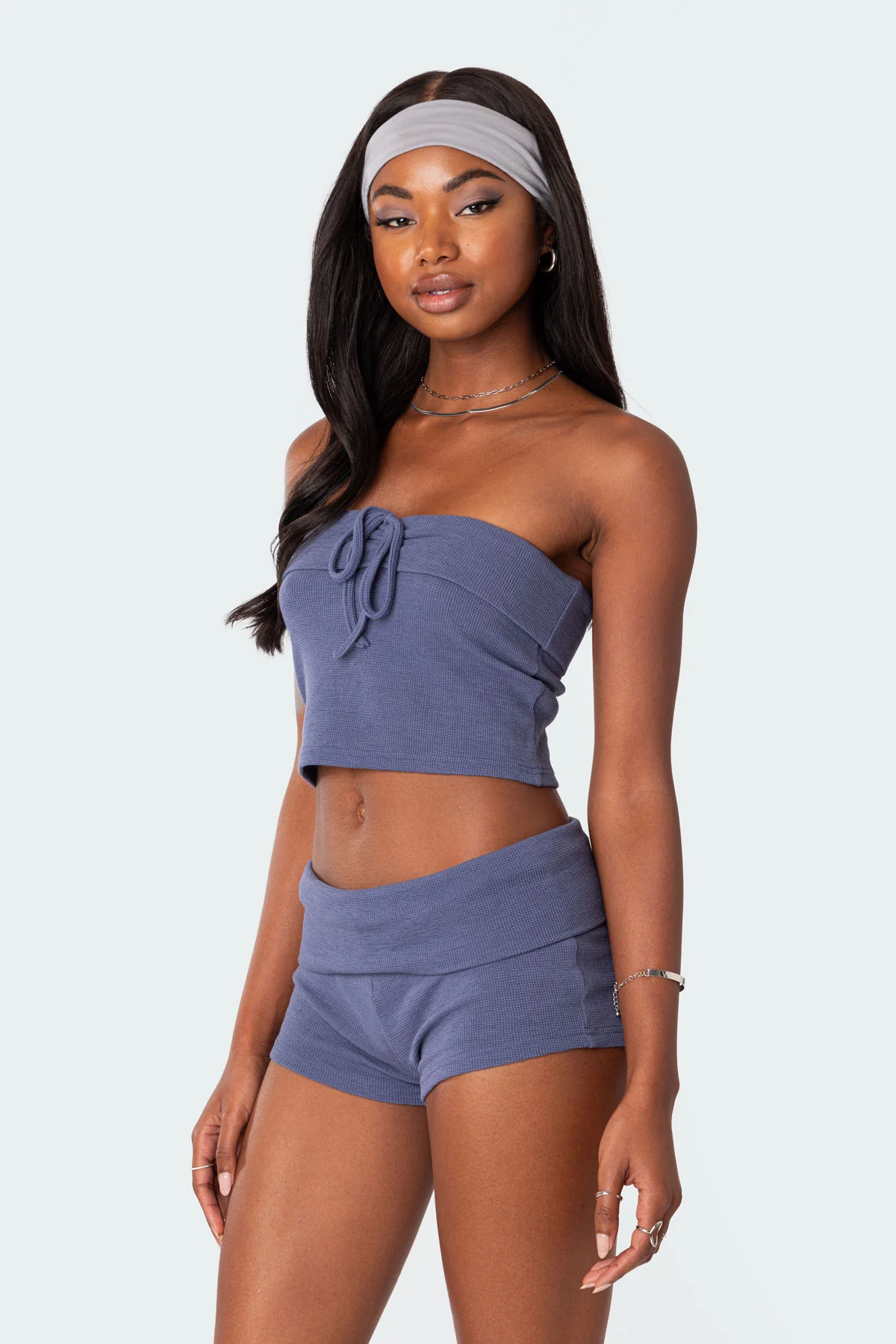 Lizzy Foldover Waffle Tube Top - Image 3