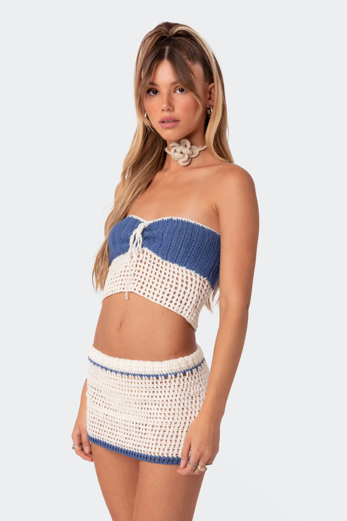 Cabana Contrast Crochet Crop Top - Image 3