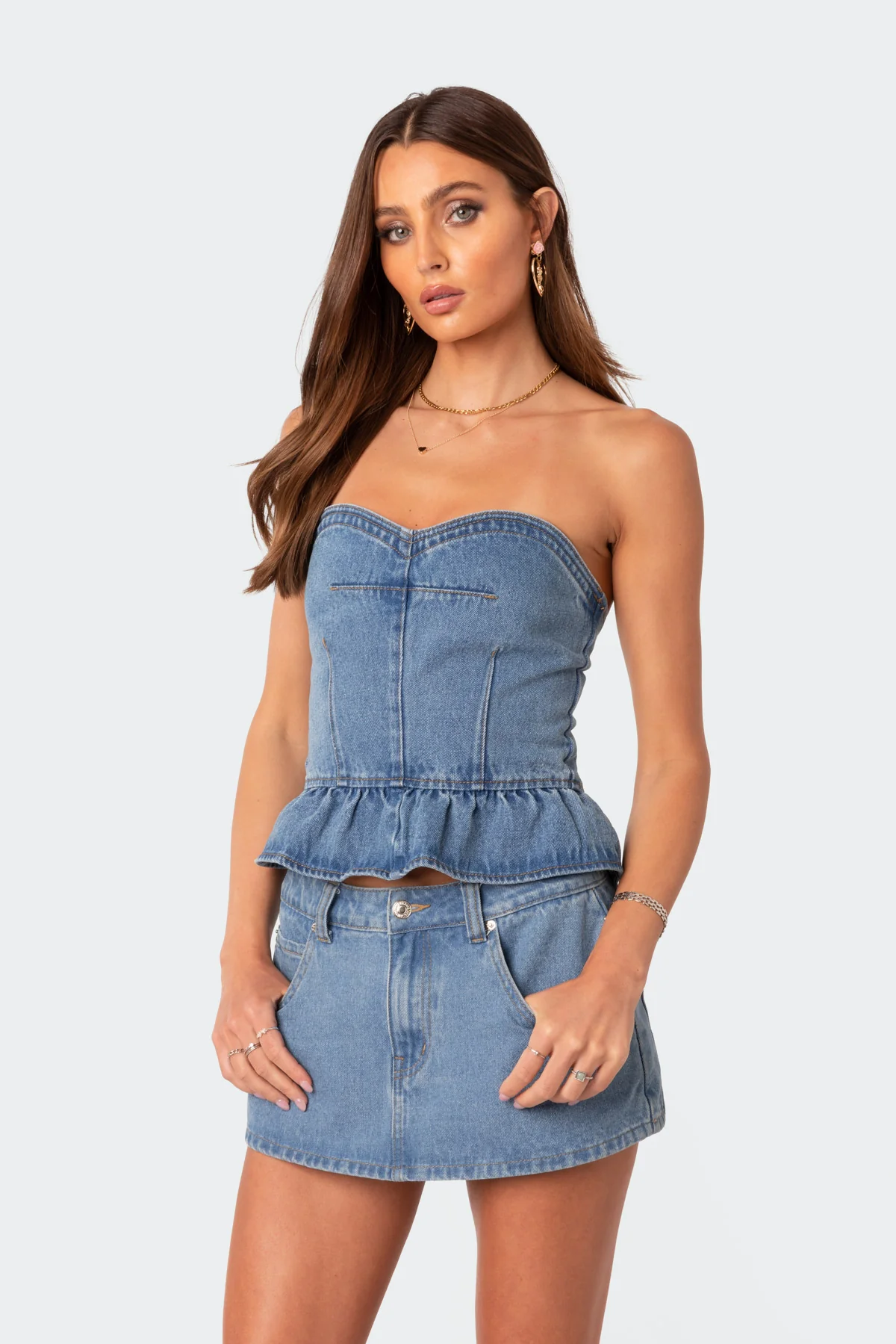 Echo Peplum Denim Corset - Image 2