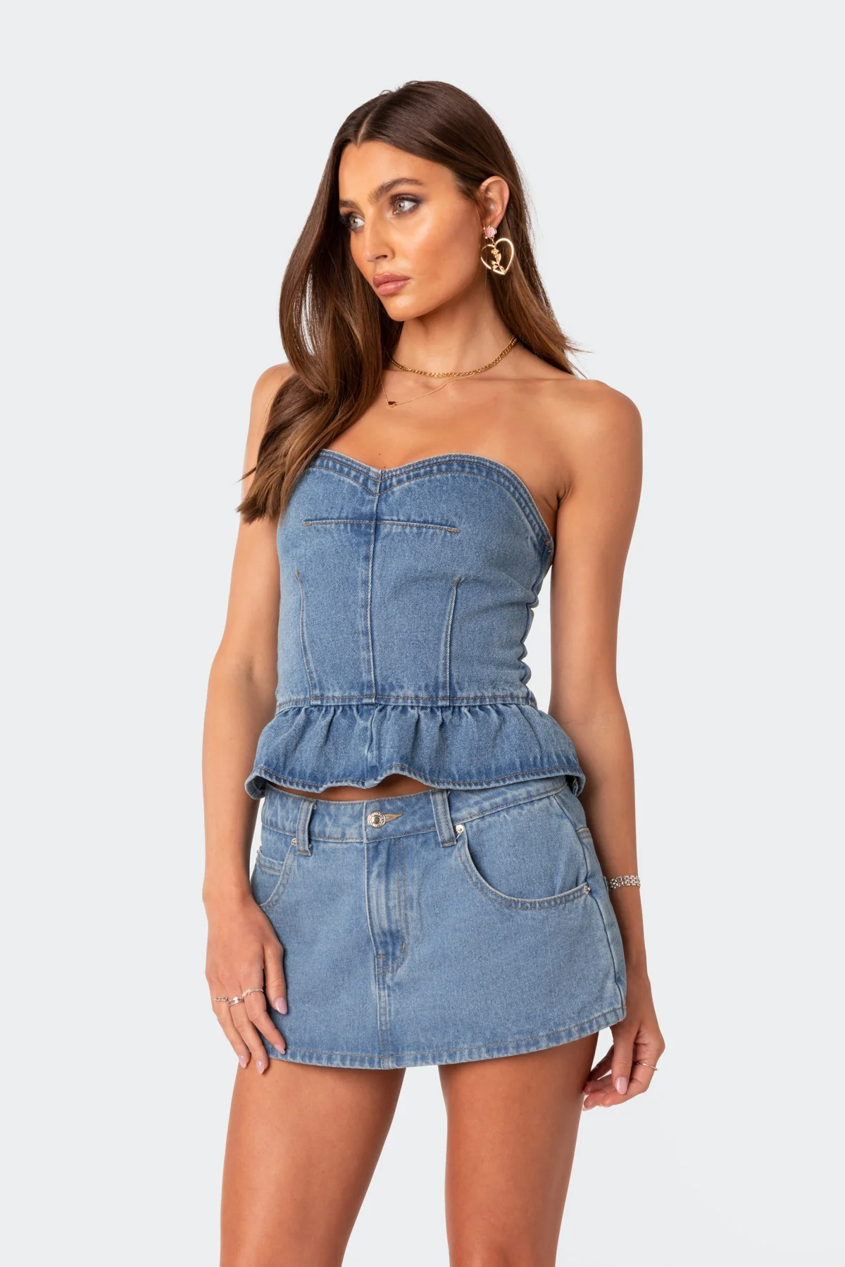 Echo Peplum Denim Corset - Image 3