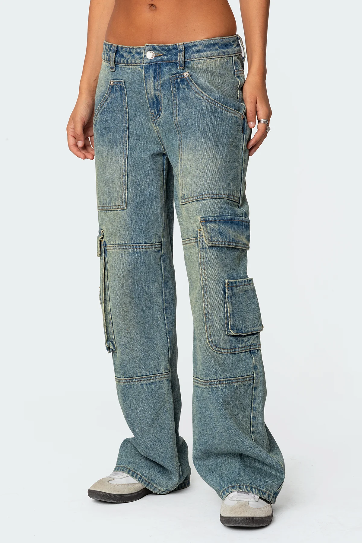 Westie Washed Low Rise Baggy Cargo Jeans - Image 3