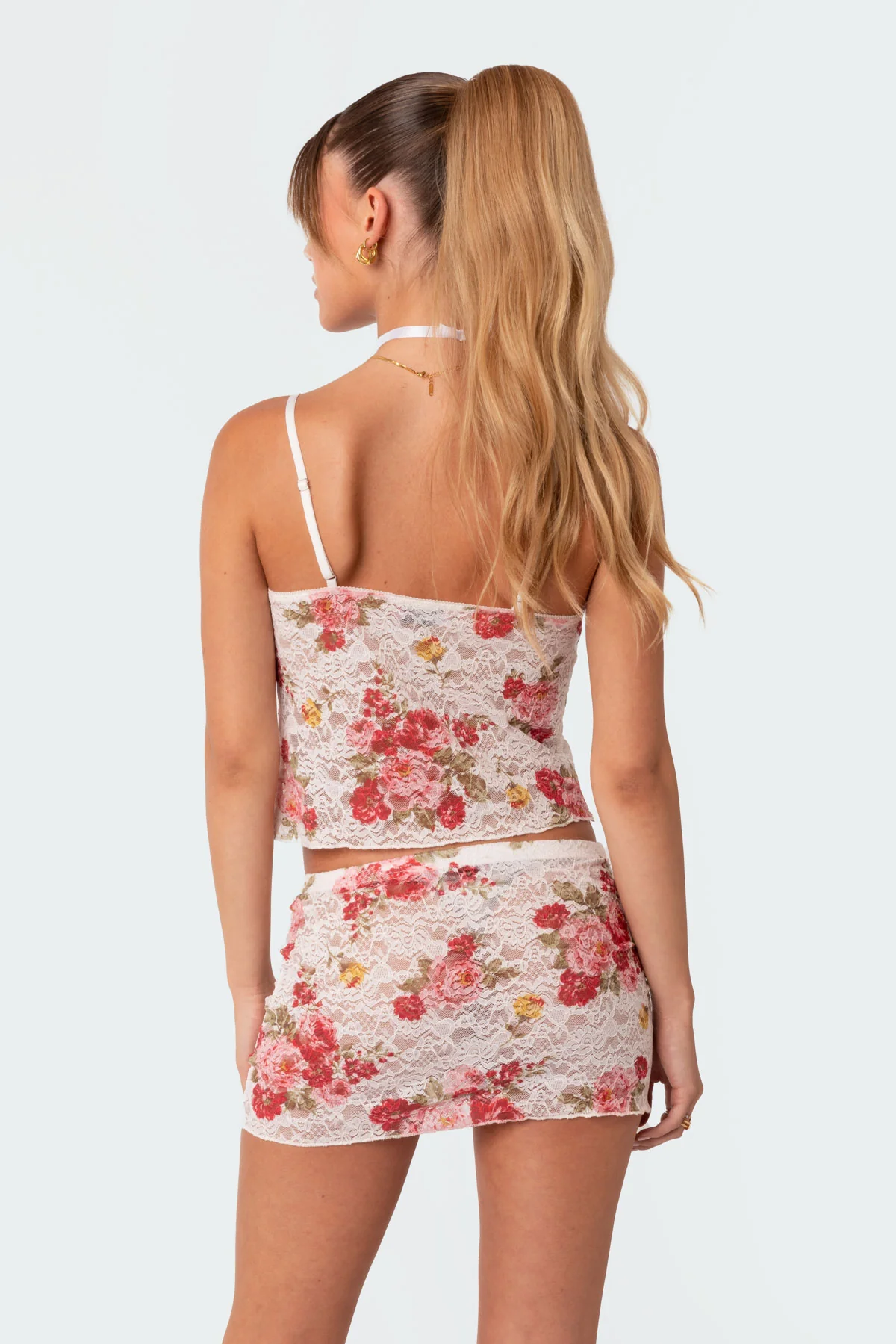 Portofino Printed Sheer Lace Tank Top - Image 5