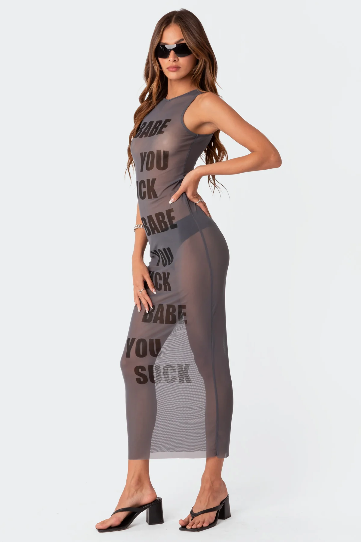 Babe Sheer Mesh Maxi Dress - Image 3