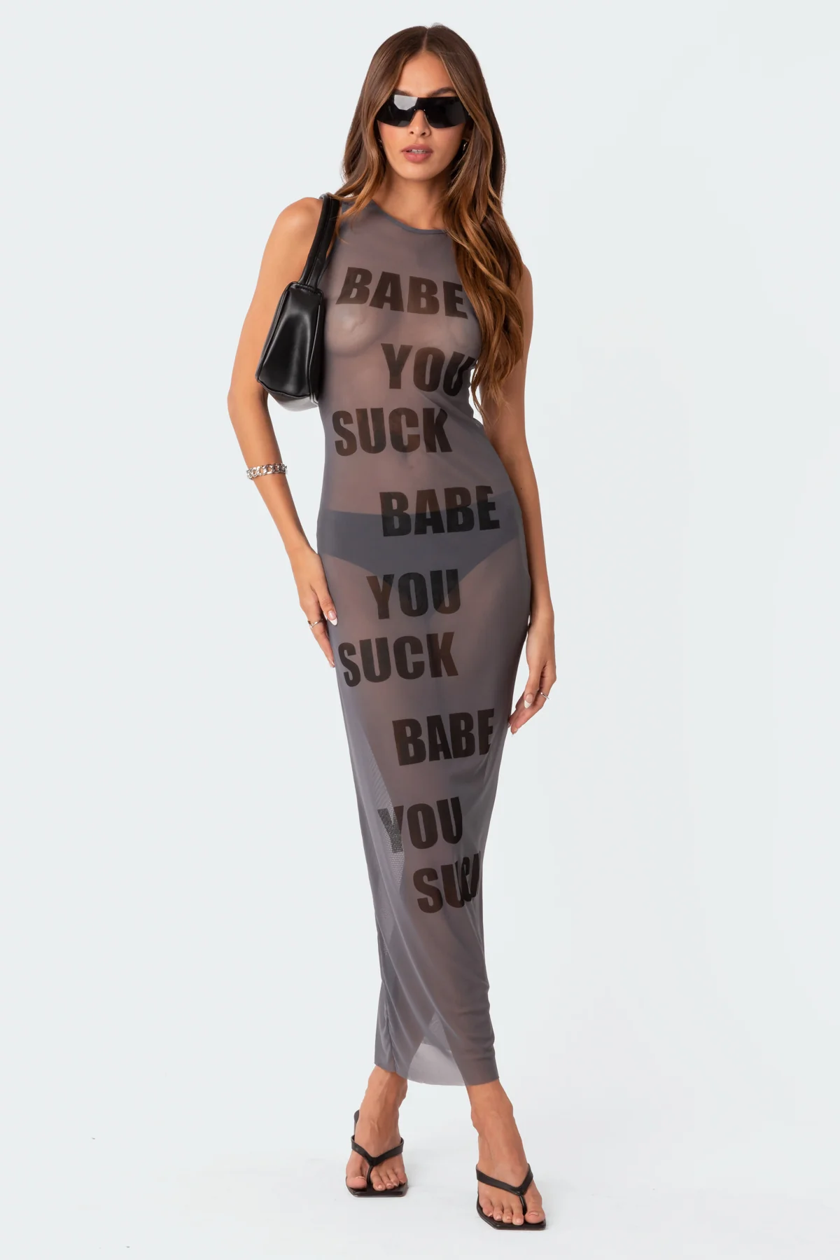 Babe Sheer Mesh Maxi Dress - Image 5