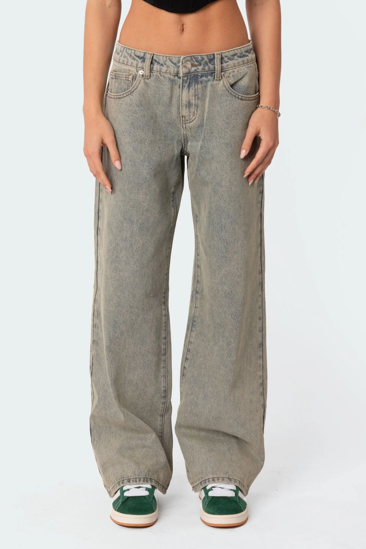 Magda Acid Wash Low Rise Baggy Jeans - Image 3