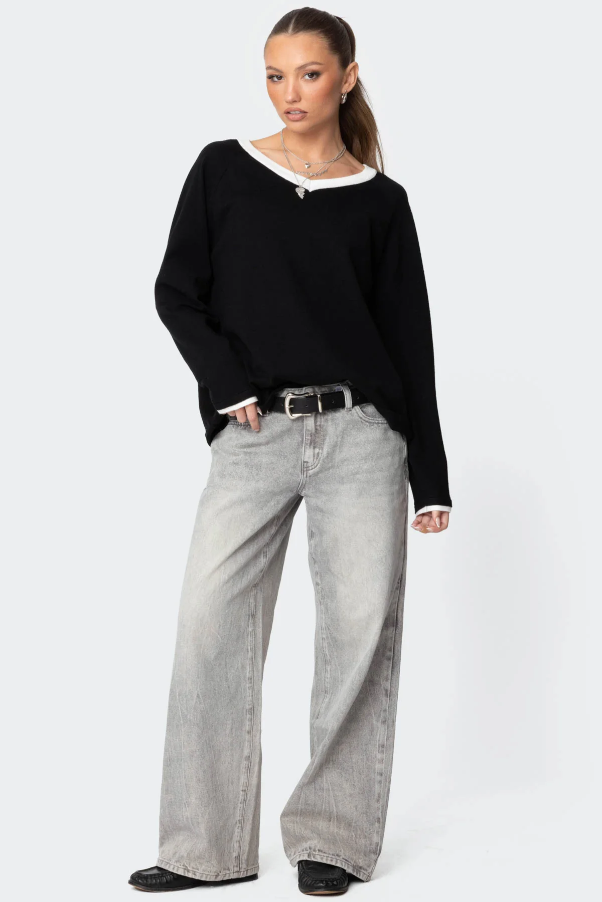 Magda Acid Wash Low Rise Baggy Jeans - Image 4