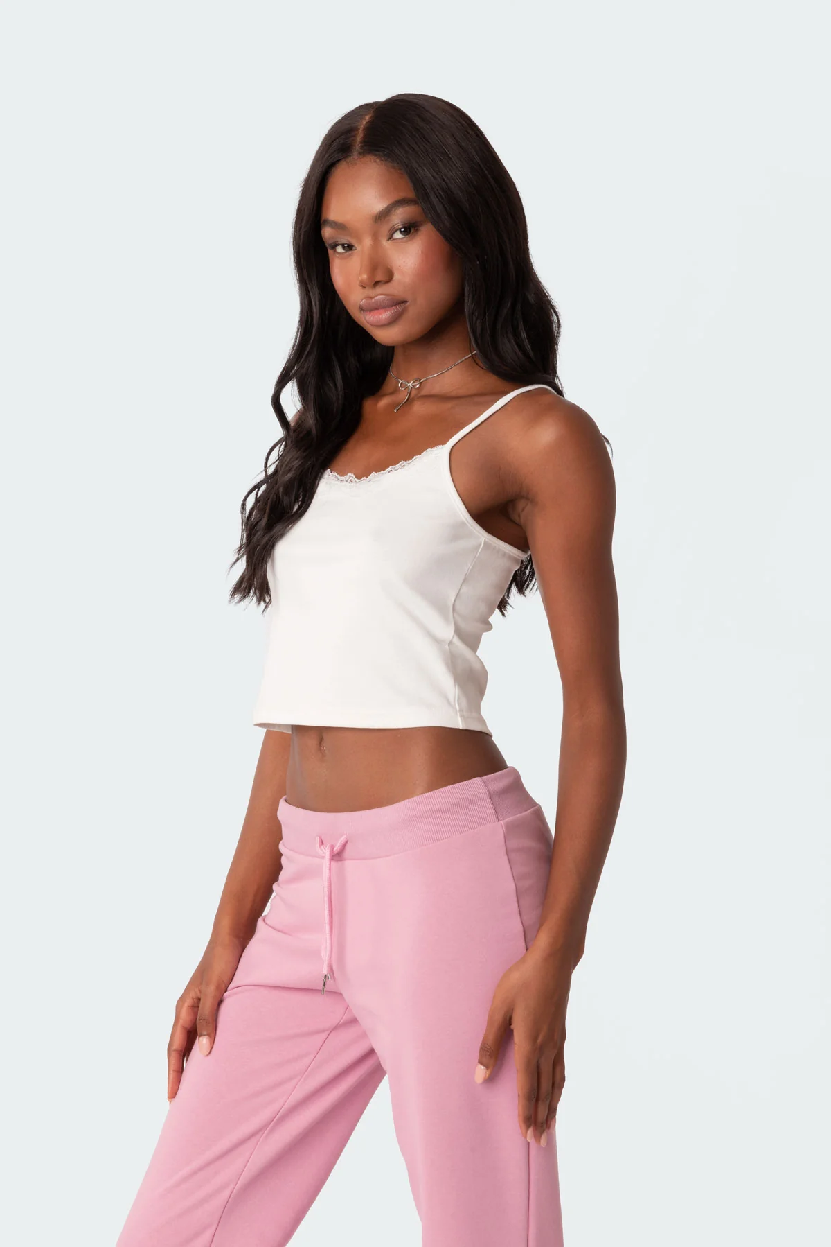 Lace Trim Ribbed Tank Top - Image 3