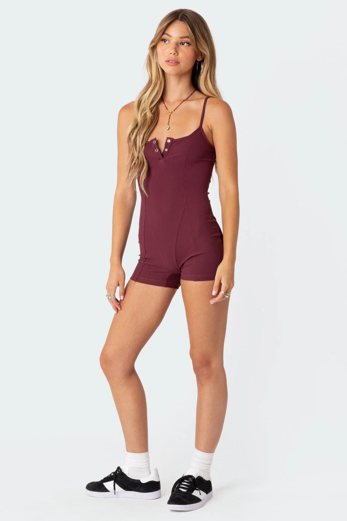Henley Ribbed Romper - Image 2