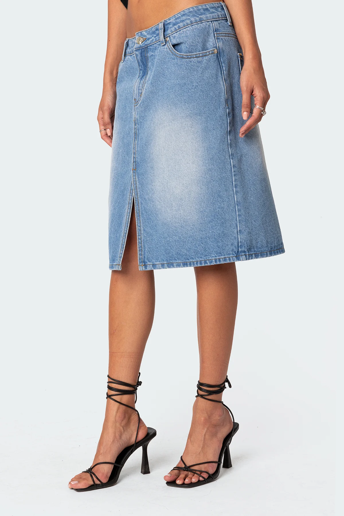 Junia Slitted Denim Midi Skirt - Image 3