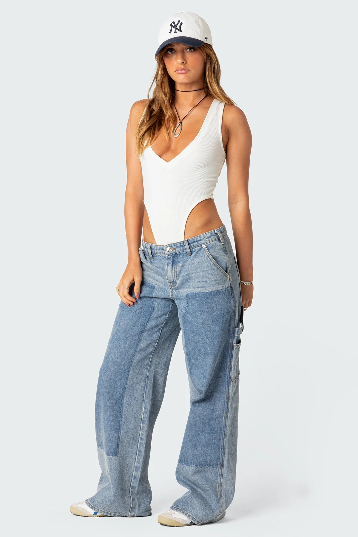 High Cut Ribbed V Neck Bodysuit - Image 5