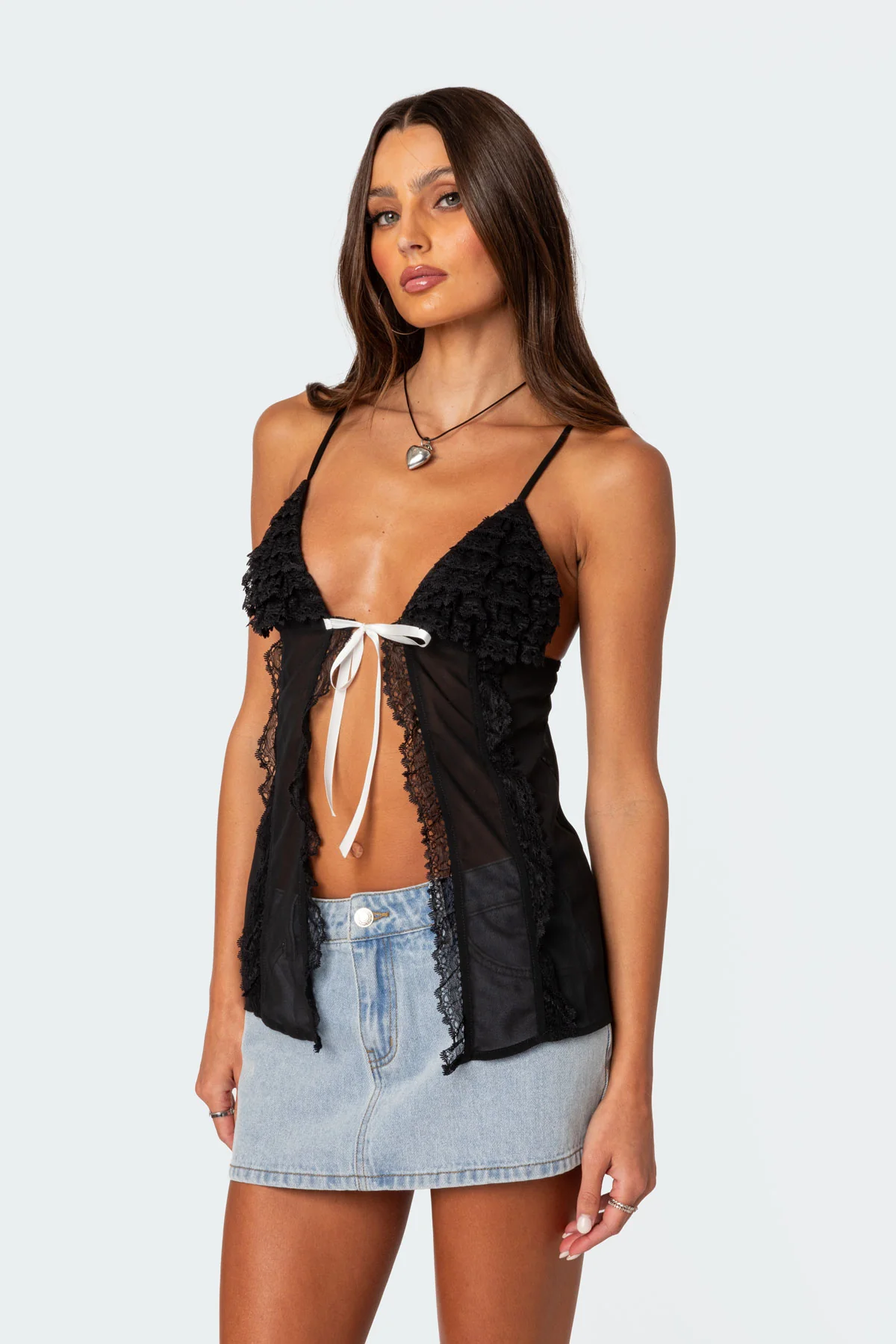 Linette Lacey Sheer Split Front Top - Image 3