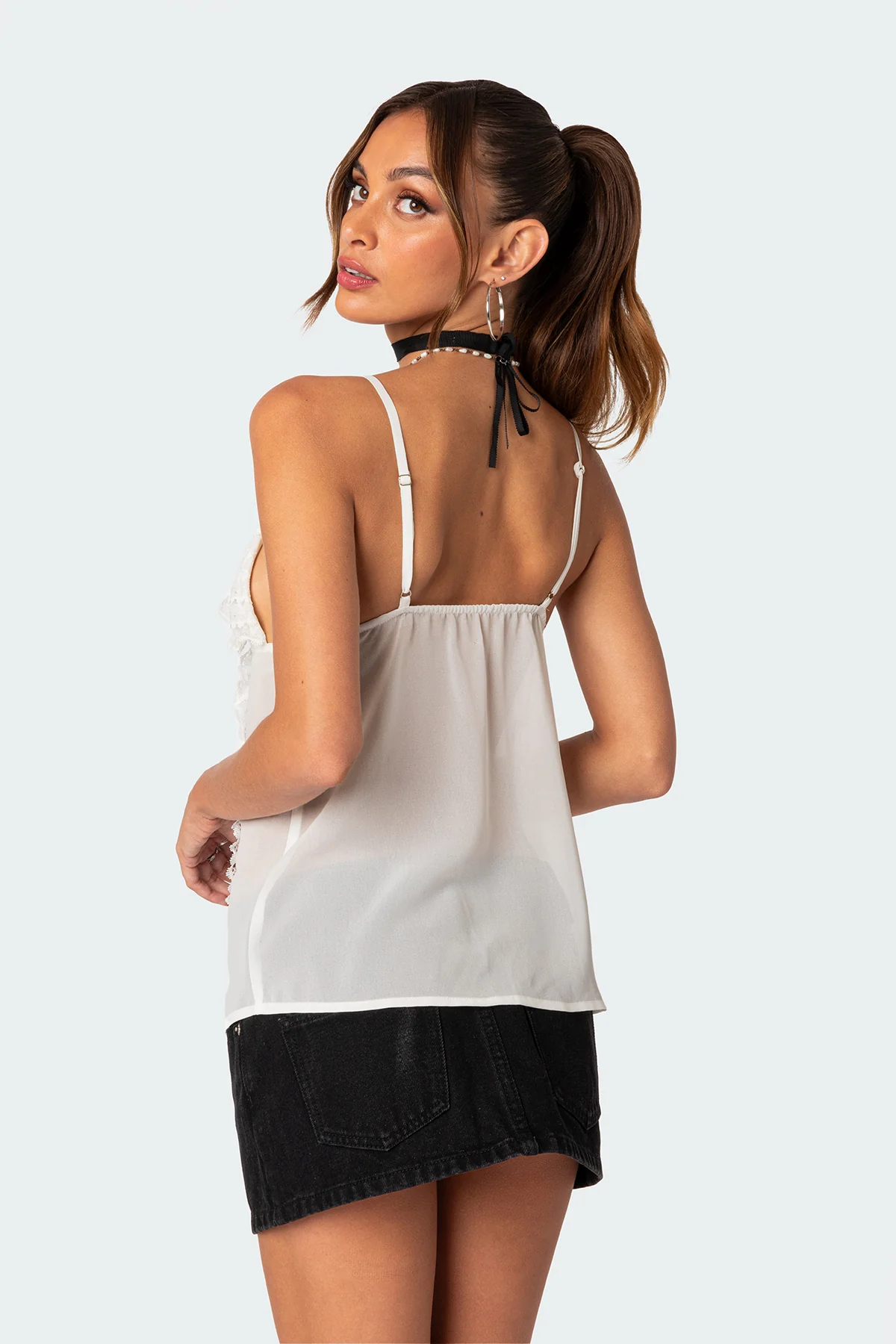 Linette Lacey Sheer Split Front Top - Image 4